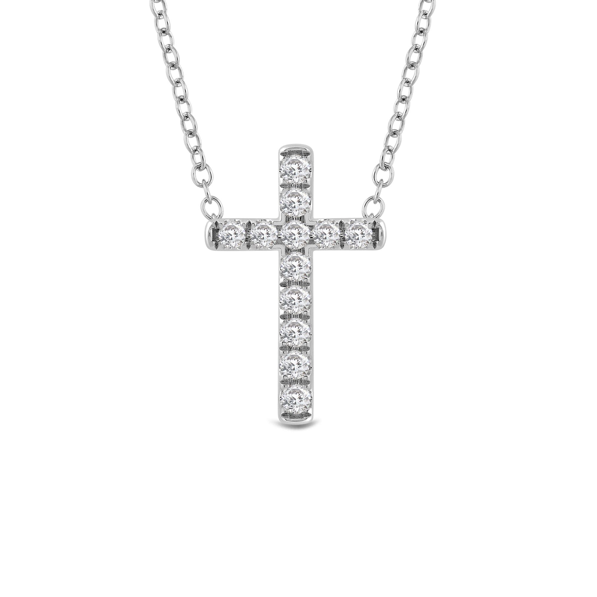 Diamond Petite Lab Created Diamond Cross Necklace