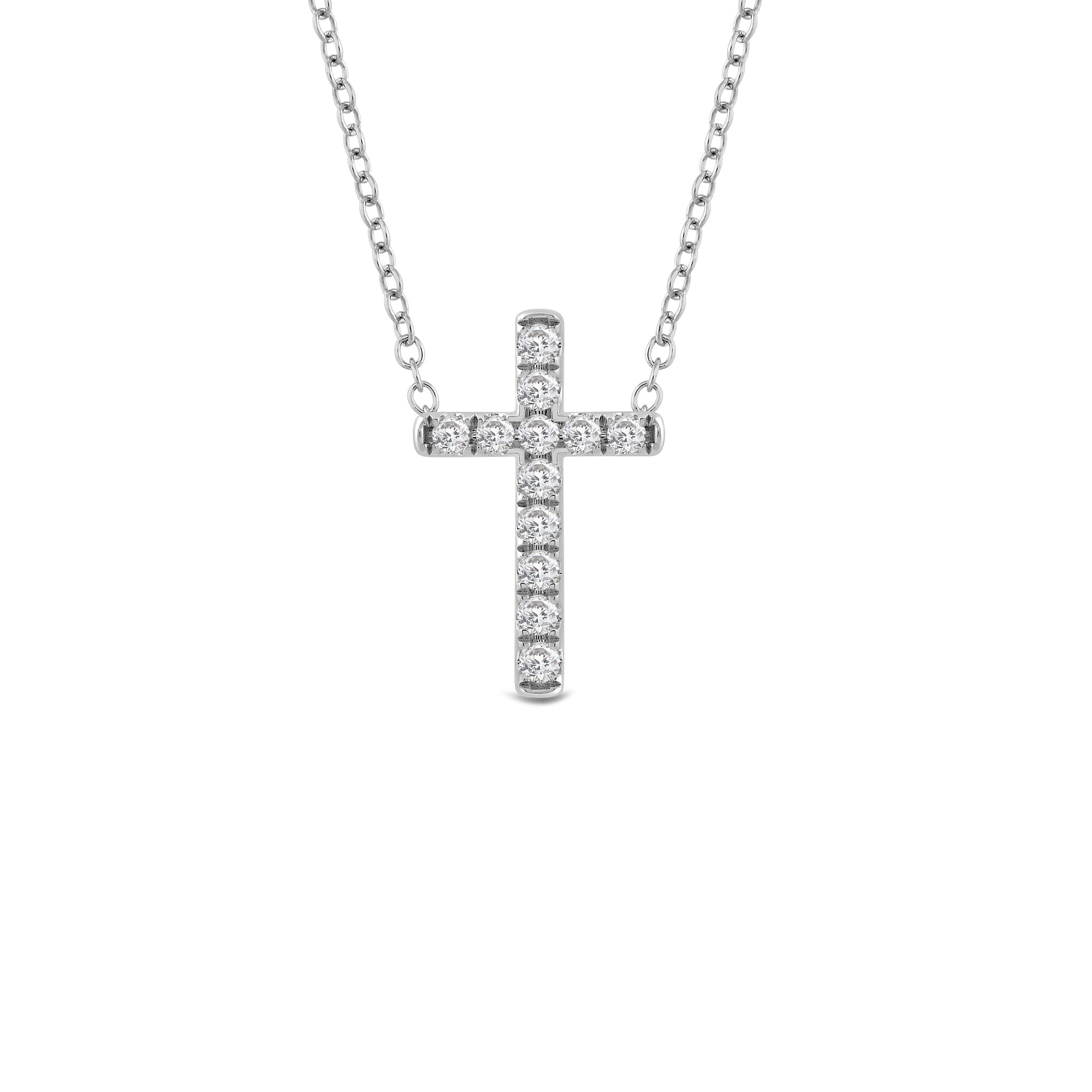 Diamond Petite Lab Created Diamond Cross Necklace