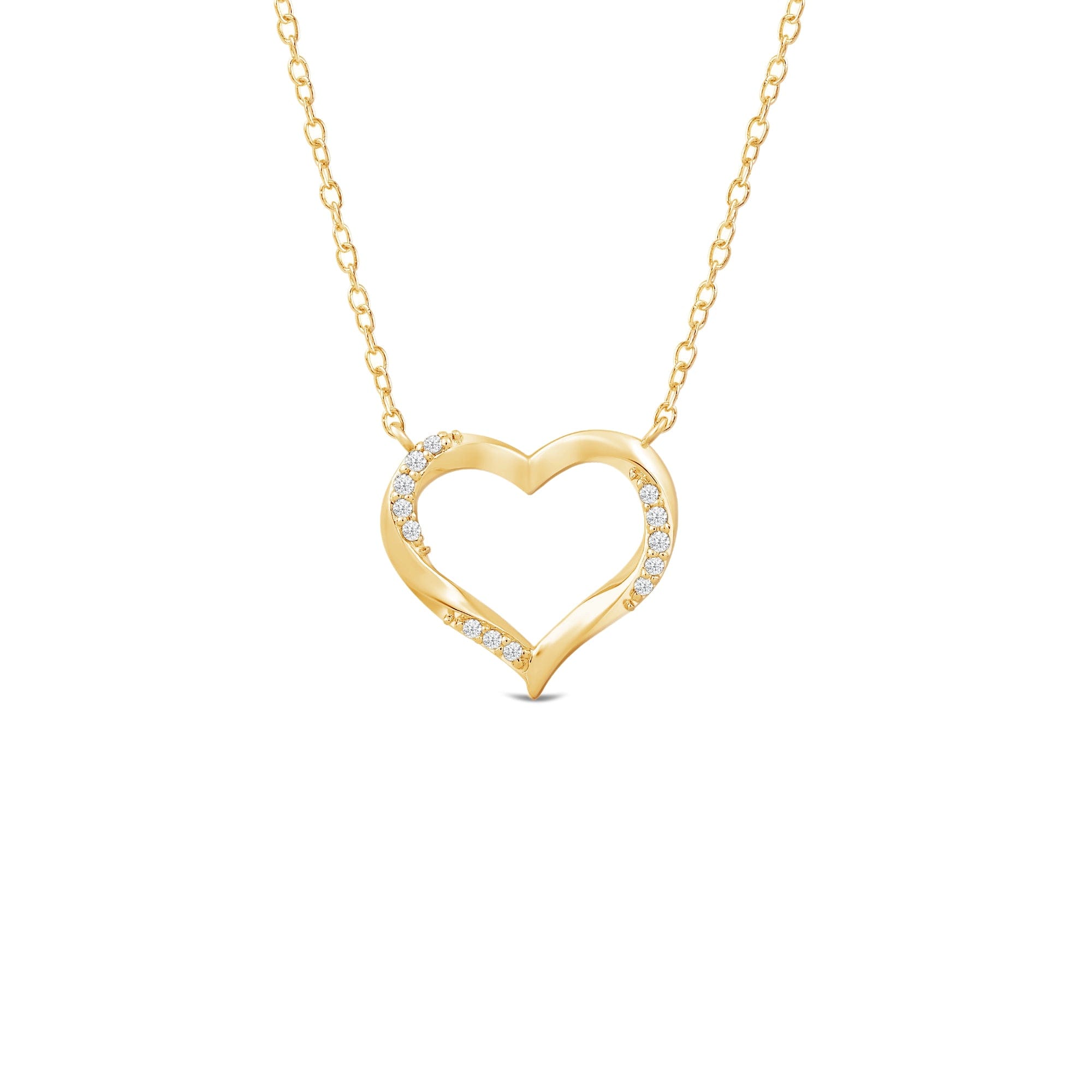 Diamond Twisted Lab Created Diamond Studded Heart Necklace
