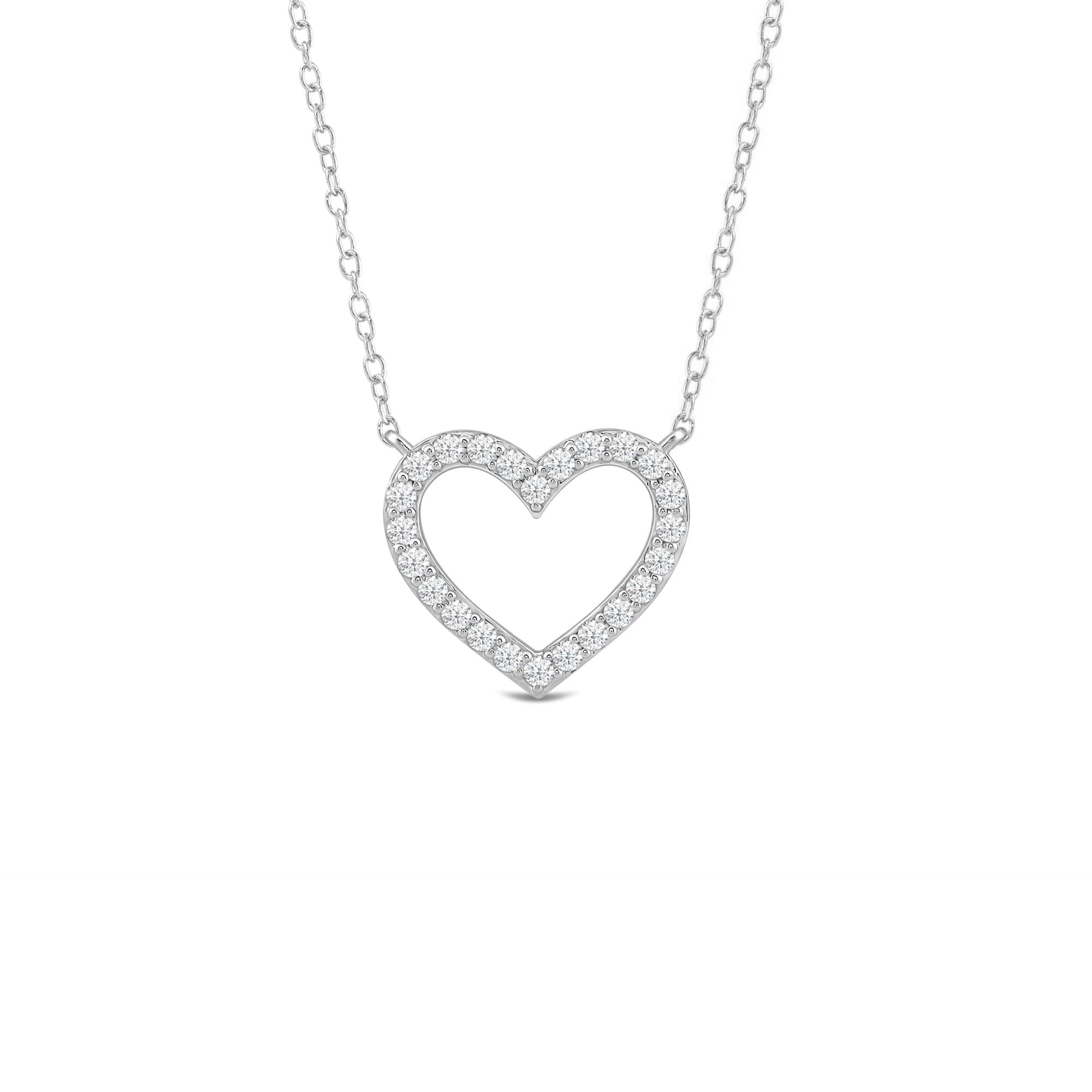 Diamond Petite Lab Created Diamond Studded Heart Necklace