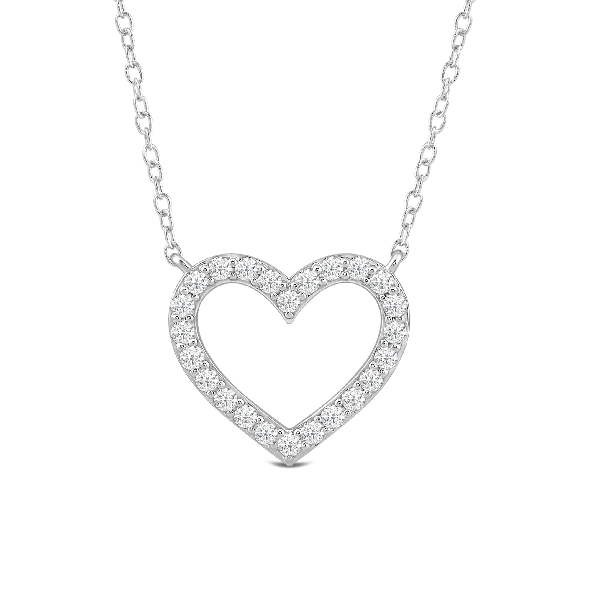 Diamond Petite Lab Created Diamond Studded Heart Necklace