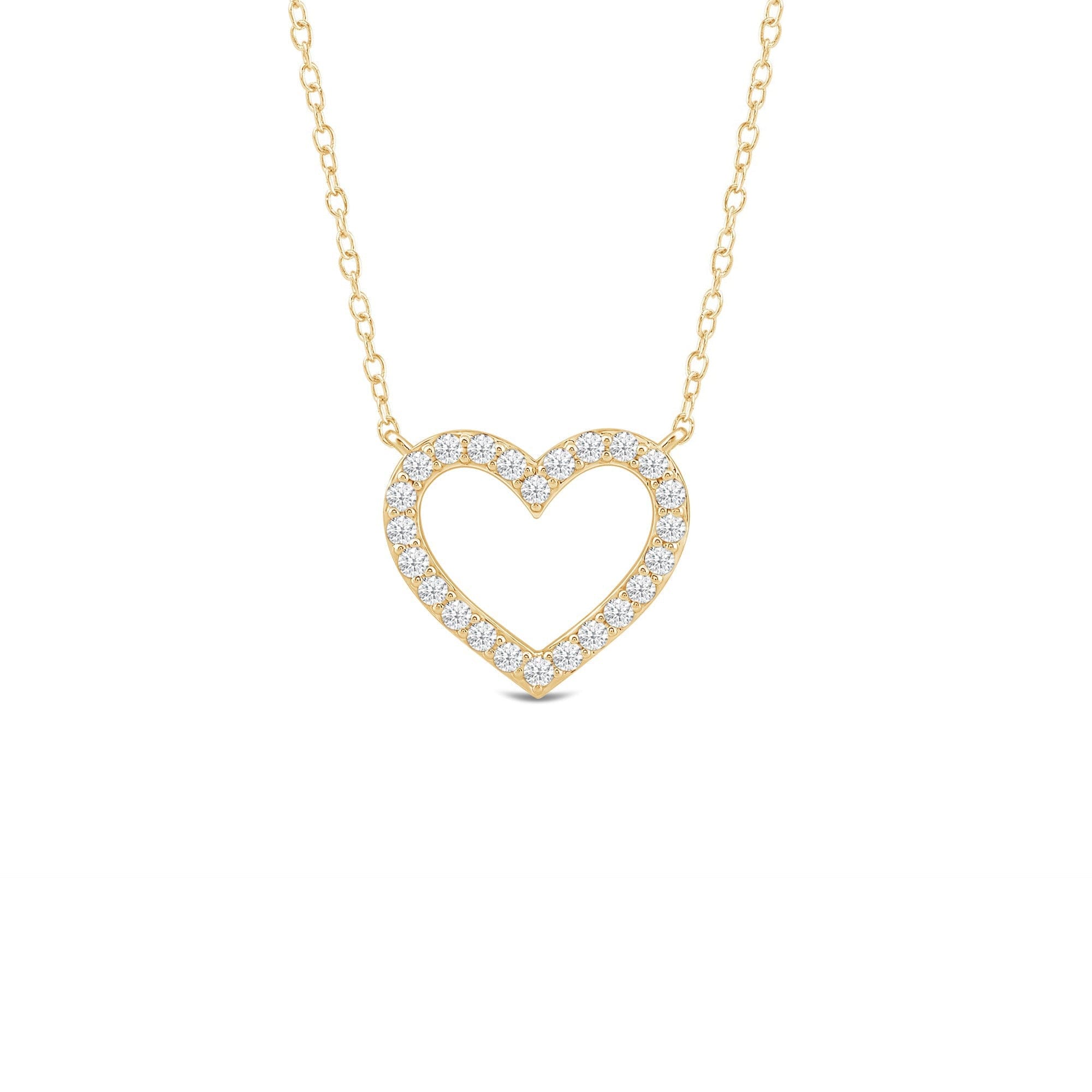 Diamond Petite Lab Created Diamond Studded Heart Necklace