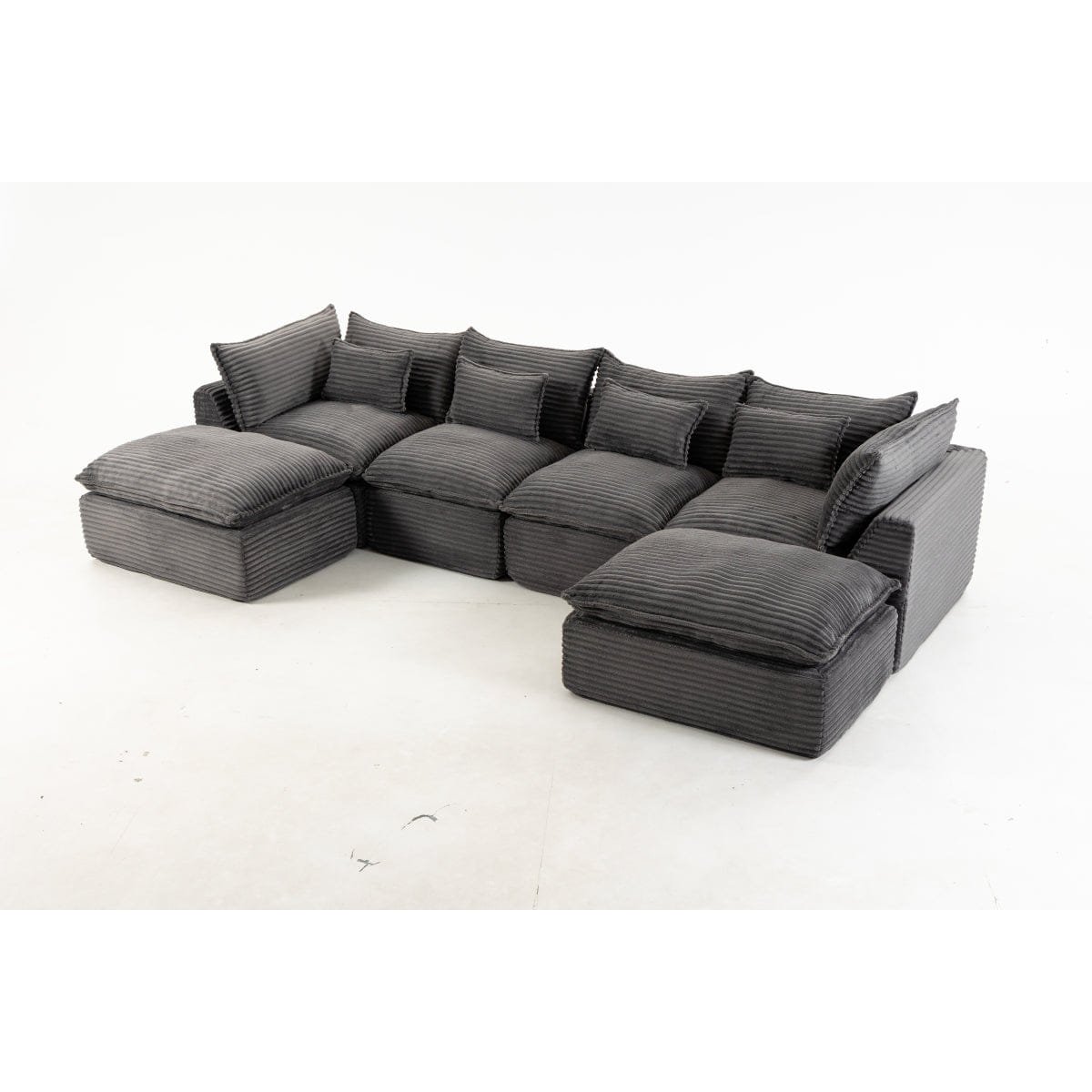 Corduroy Streamdale 129.8" Oversized Corduroy Modular Cloud Sectional Sofa with 2 Ottomans
