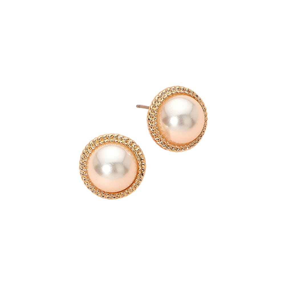 Classic Round Pearl Stud Earrings