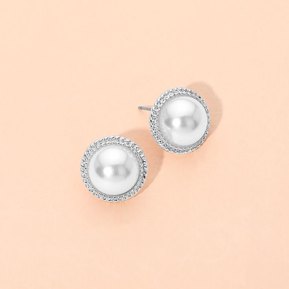 Classic Round Pearl Stud Earrings
