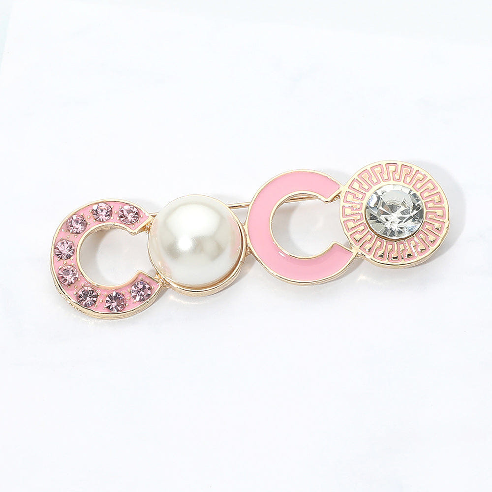 Pearl Faceted Stone COCO Pin Brooch