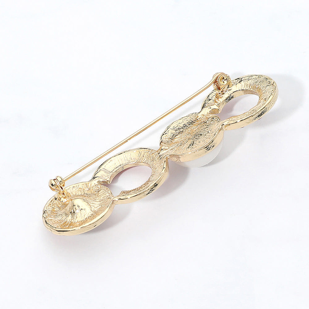 Pearl Faceted Stone COCO Pin Brooch