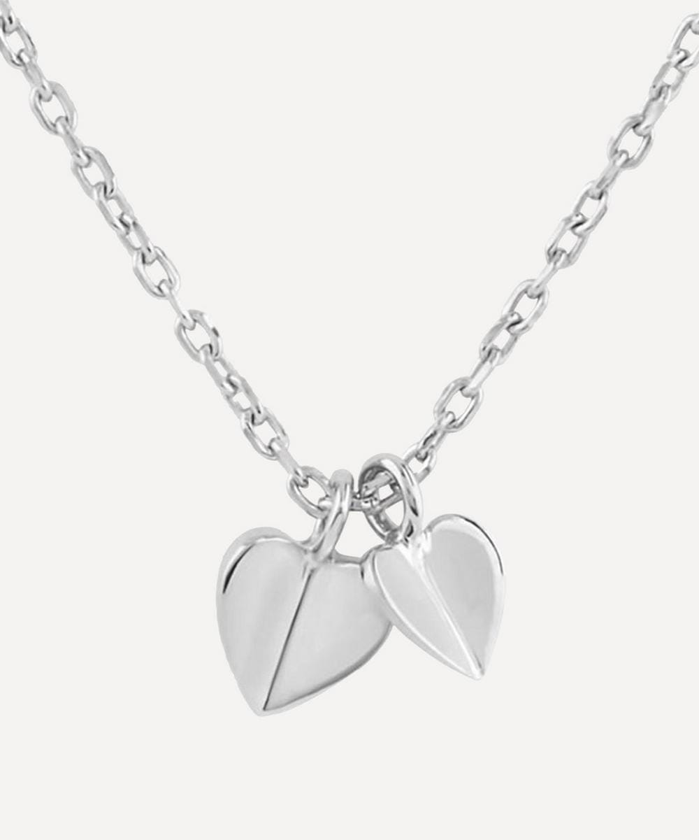 Dinny Hall Silver Bijou Folded Heart Duo Pendant Necklace
