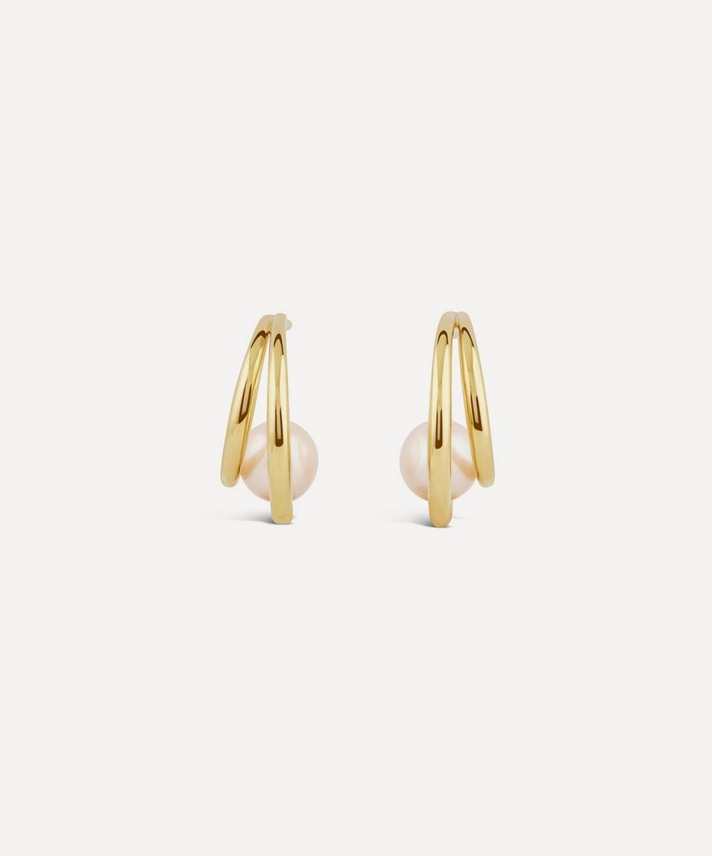 Dinny Hall 22ct Gold - Plated Vermeil Silver Toro Pearl Double Hoop Earrings