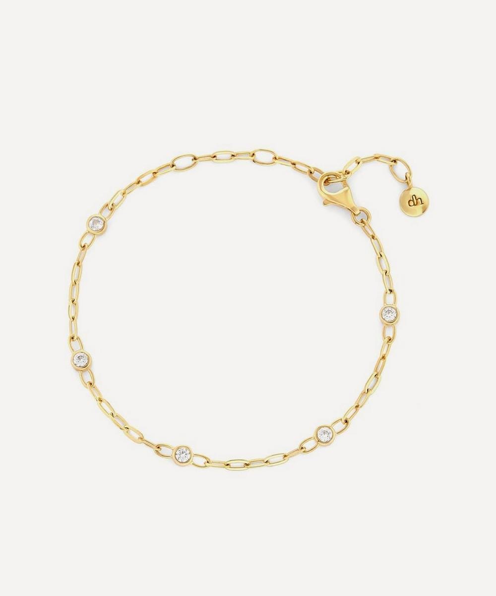Dinny Hall 18ct Gold - Plated Vermeil Silver White Sapphire Paperclip Chain Bracelet