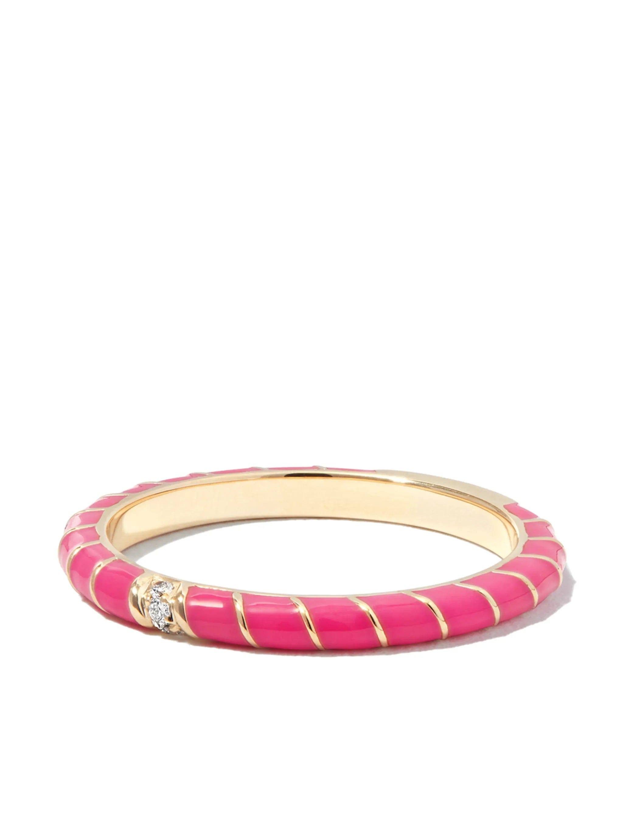 Yvonne Léon 9kt yellow gold Alliance Mini Torsade diamond and enamel ring