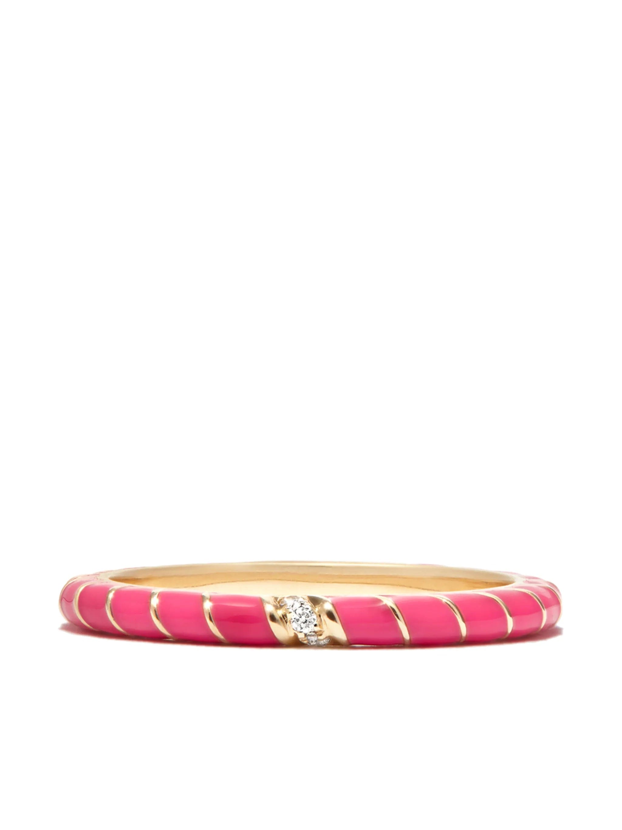 Yvonne Léon 9kt yellow gold Alliance Mini Torsade diamond and enamel ring