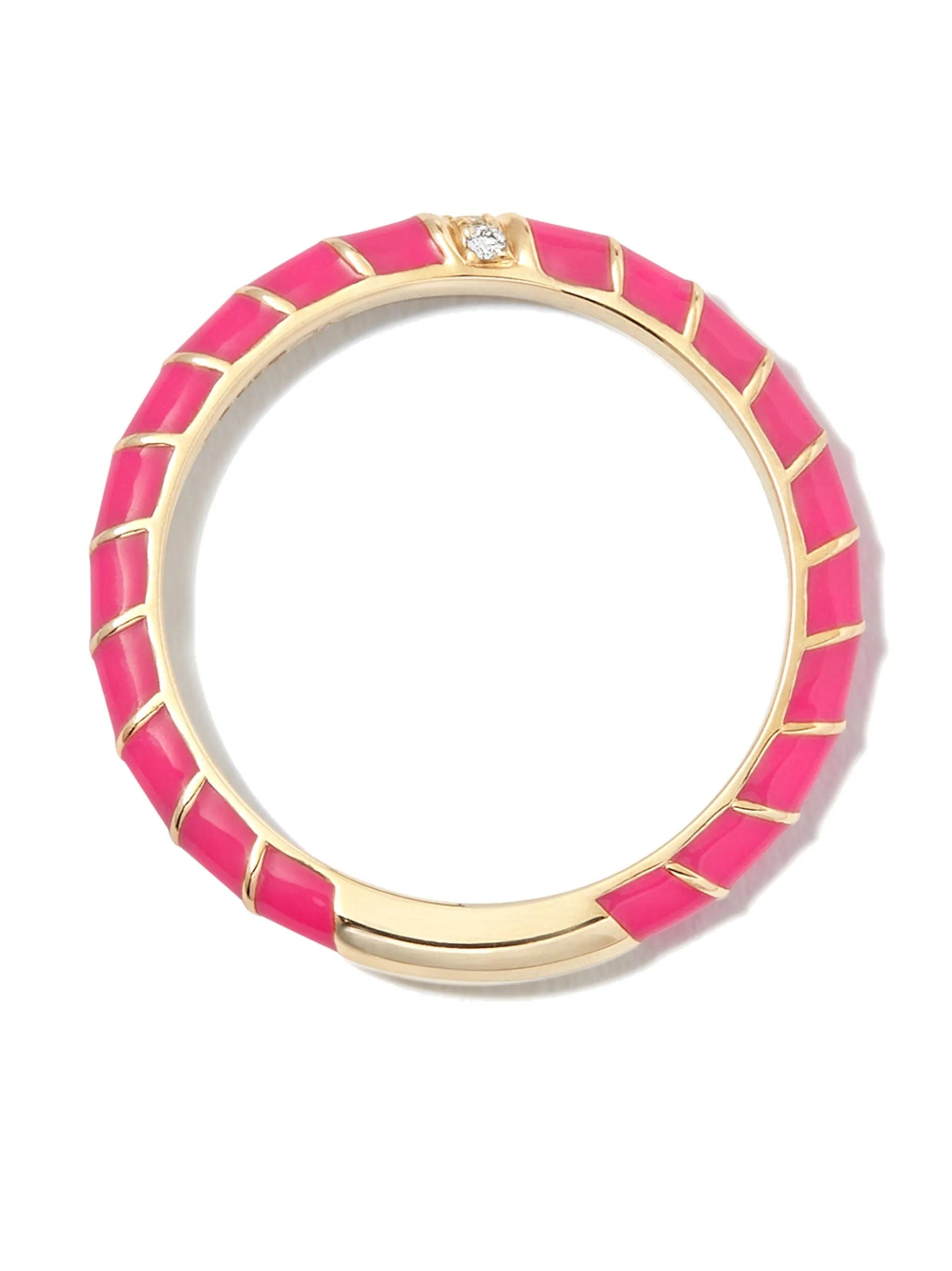 Yvonne Léon 9kt yellow gold Alliance Mini Torsade diamond and enamel ring