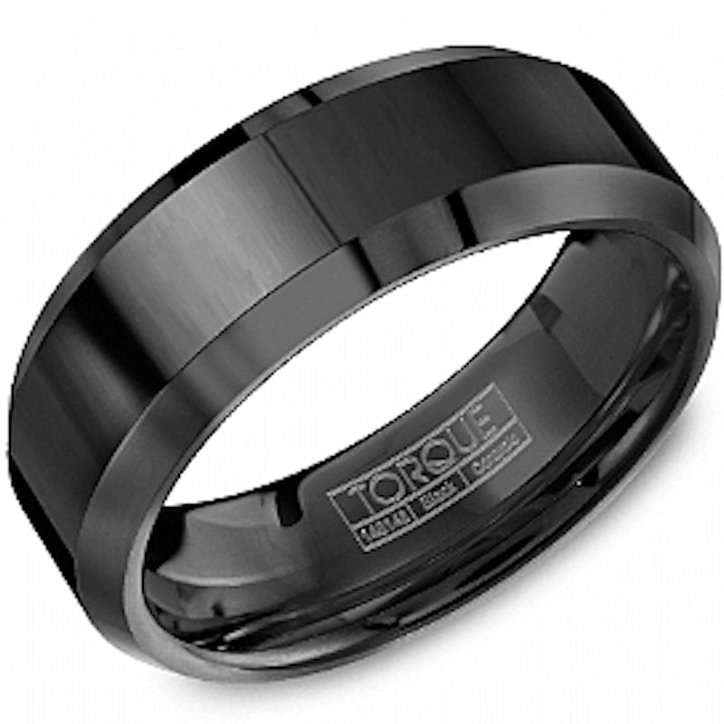Crownring Crown Ring Black Ceramic Classic Wedding Band - TU_0037