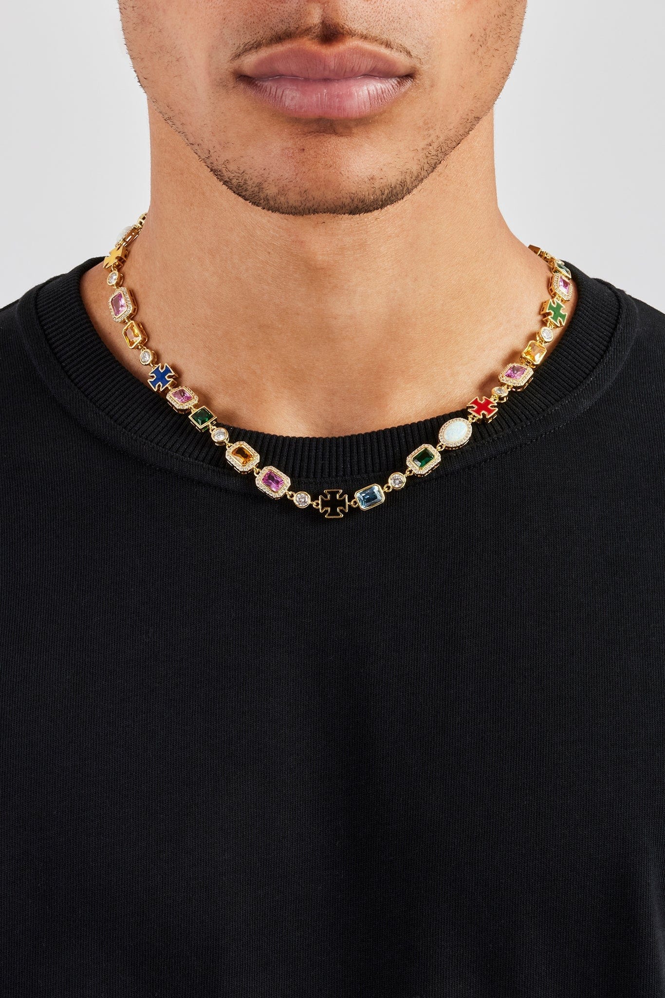 Cernucci Multi Gemstone Motif Necklace - Gold - 10 mm