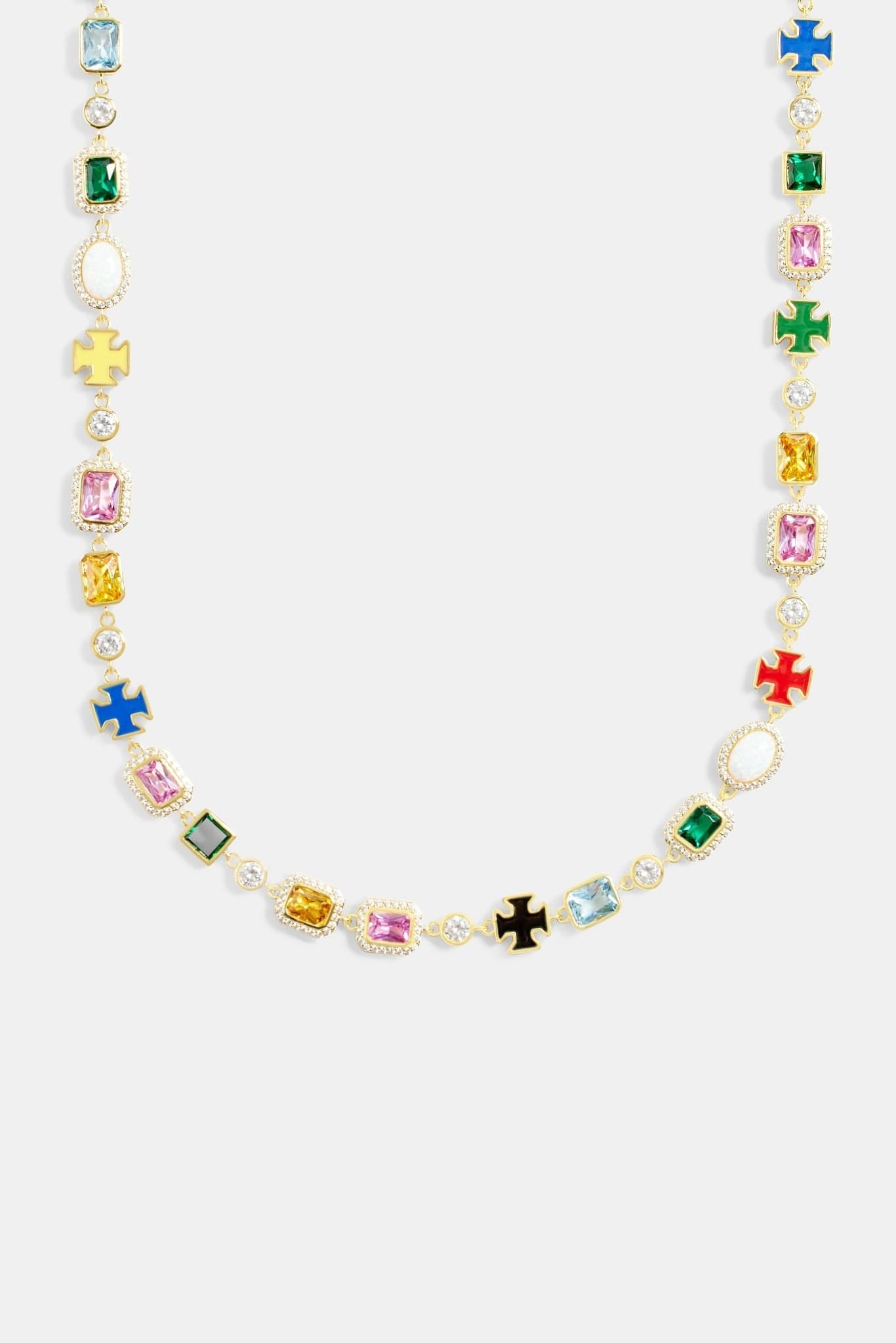 Cernucci Multi Gemstone Motif Necklace - Gold - 10 mm