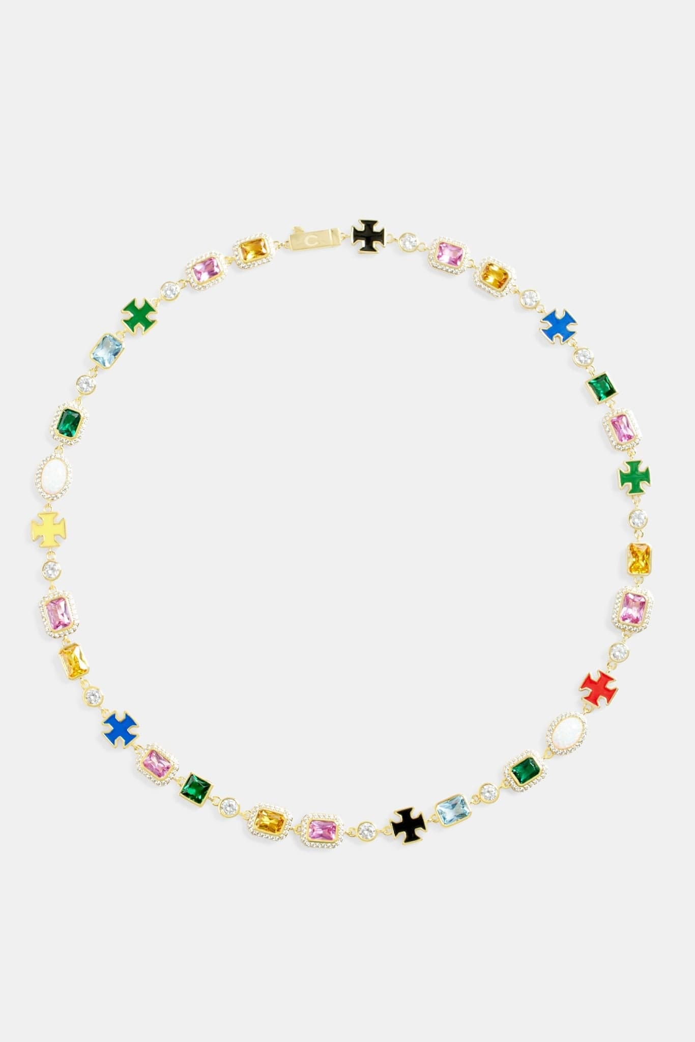 Cernucci Multi Gemstone Motif Necklace - Gold - 10 mm