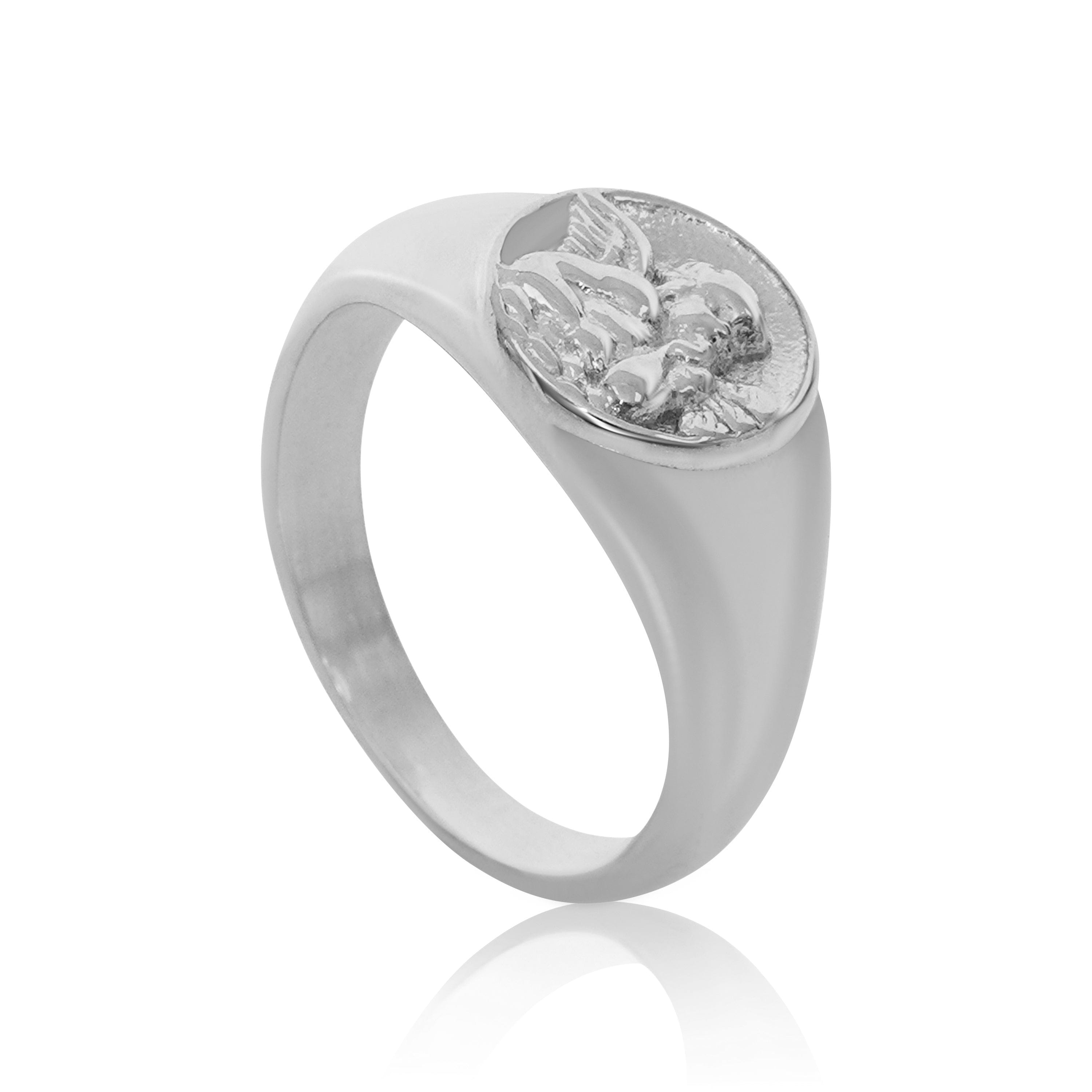 UN:IK Jewellery Angel Signet Ring - Silver