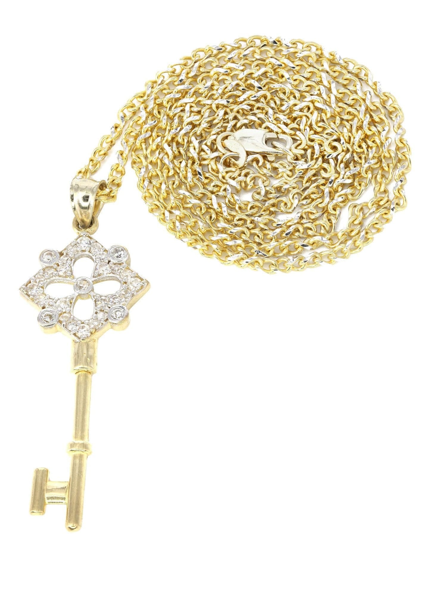 Manufacturer 1 10K Yellow Gold Fancy Link Key Necklace | Appx. 9.3 Gram