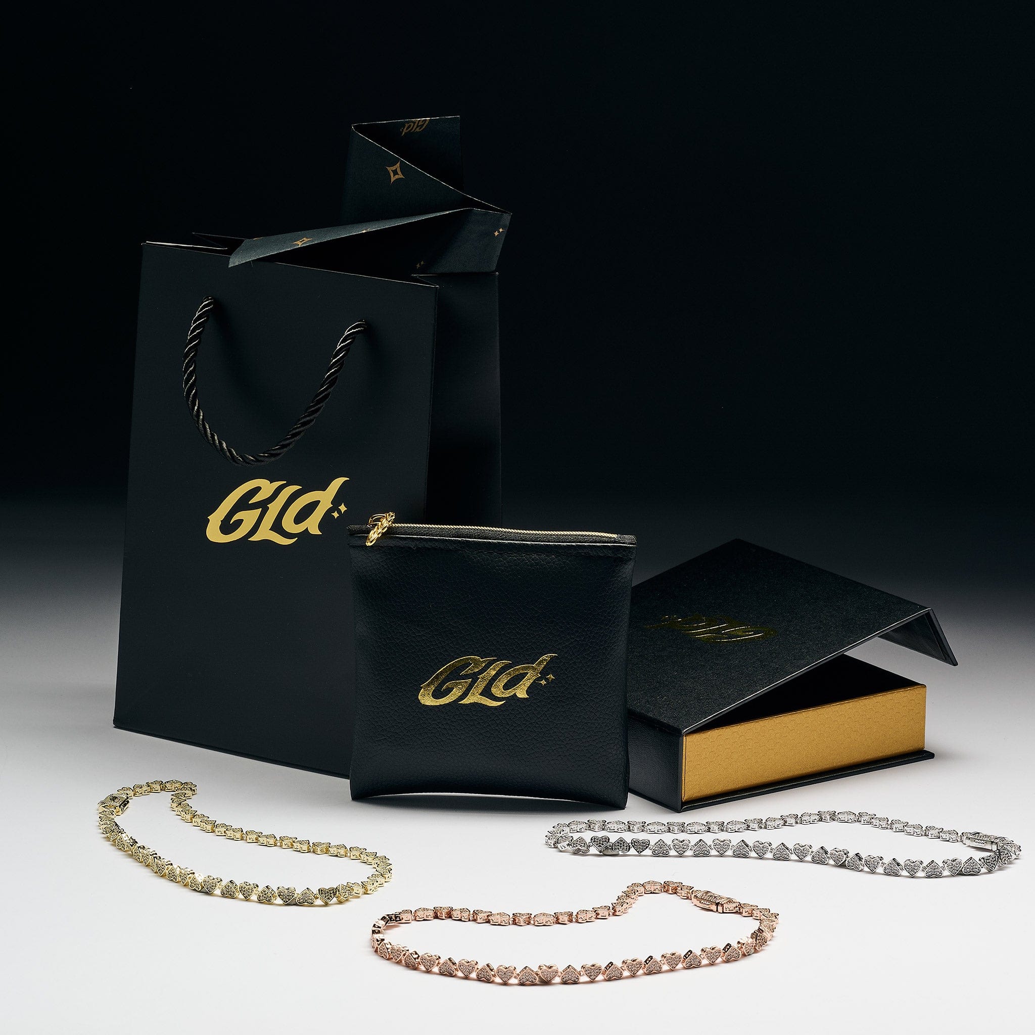 GLD Women Eternity Heart Necklaces Gift Bundle