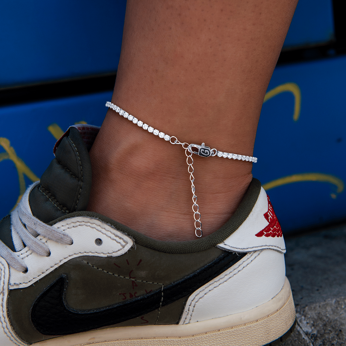 GLD PROMO - WOMEN Micro Tennis Anklet in White Gold