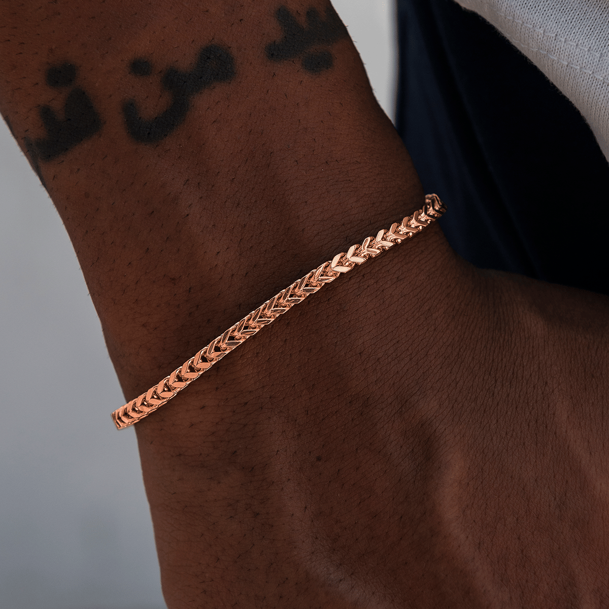 GLD Men Franco Bracelet in Rose Gold - 3 mm