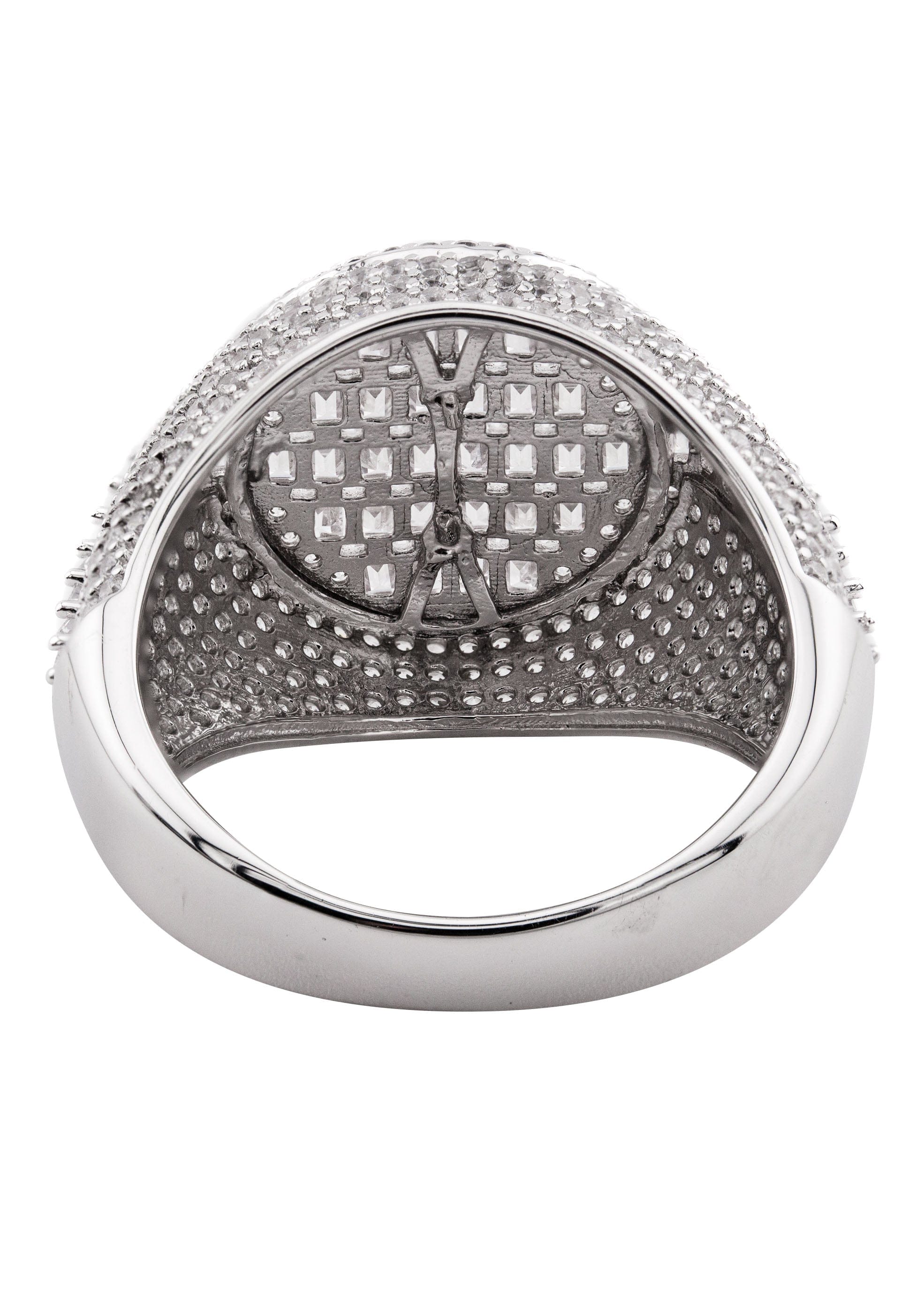 Manufacturer 43 Mens Silver Baguette & Round Signet Ring | Appx 8.5 Grams
