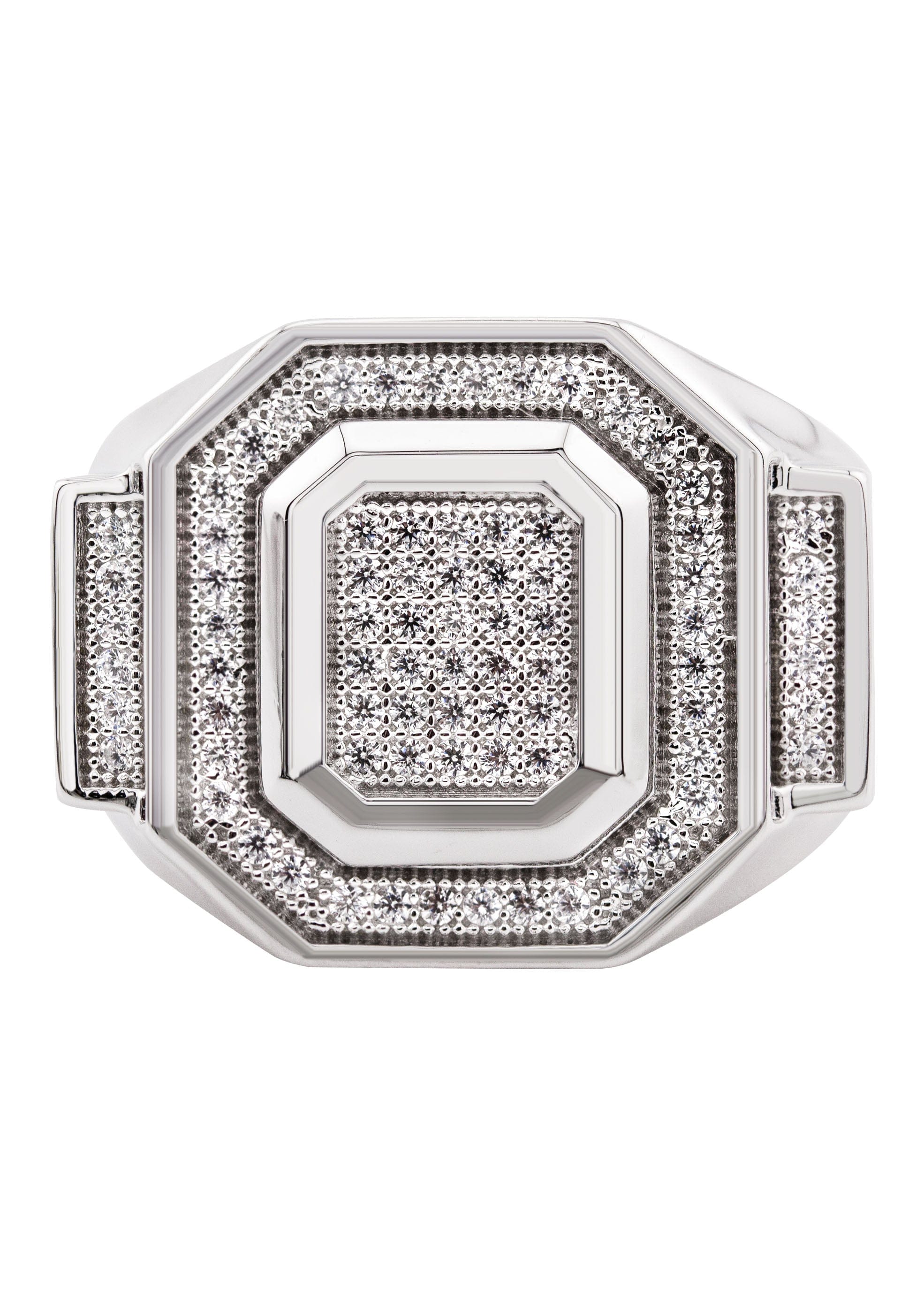 Manufacturer 43 Mens Silver CZ Signet Ring | Appx 8.6 Grams