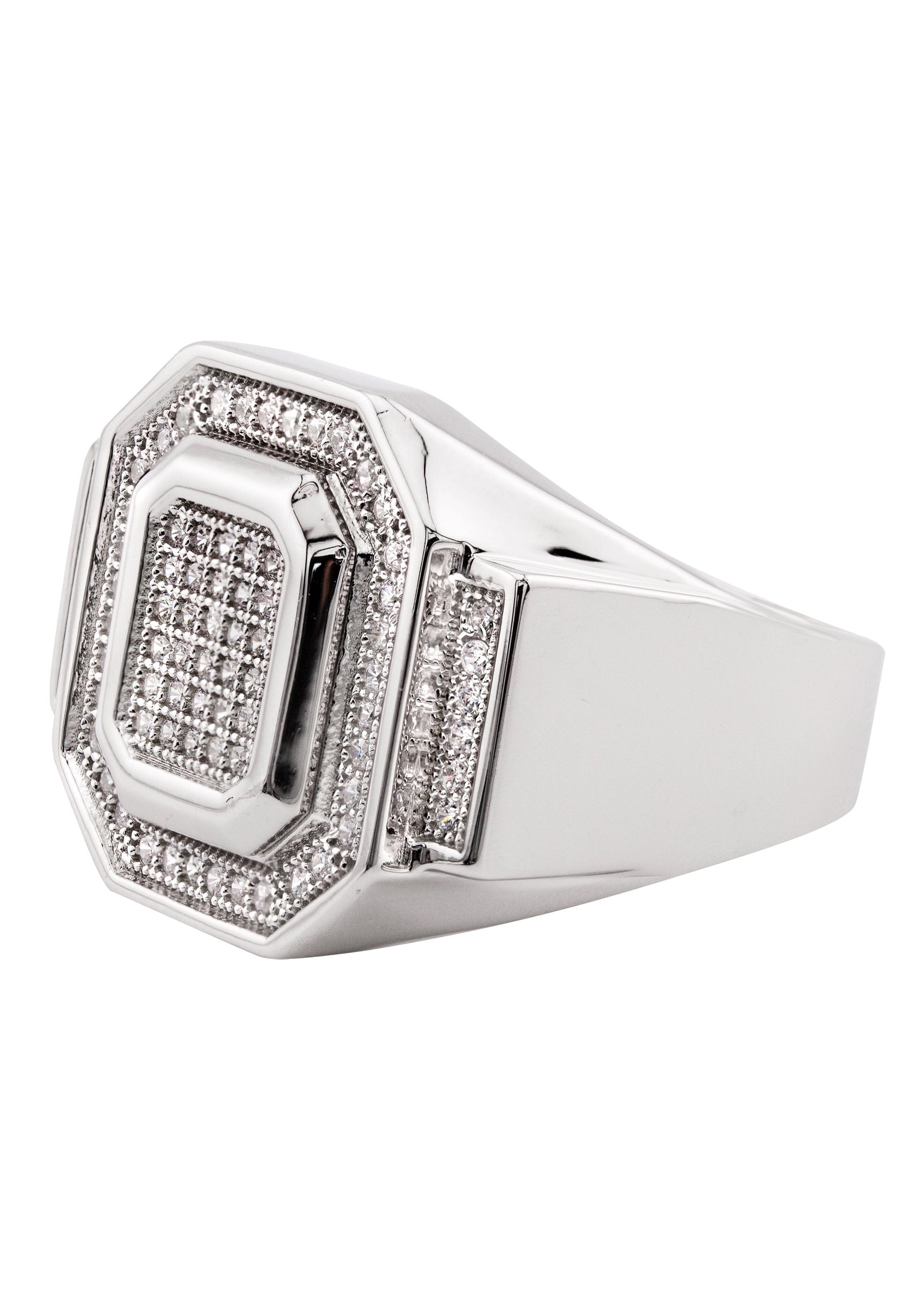 Manufacturer 43 Mens Silver CZ Signet Ring | Appx 8.6 Grams