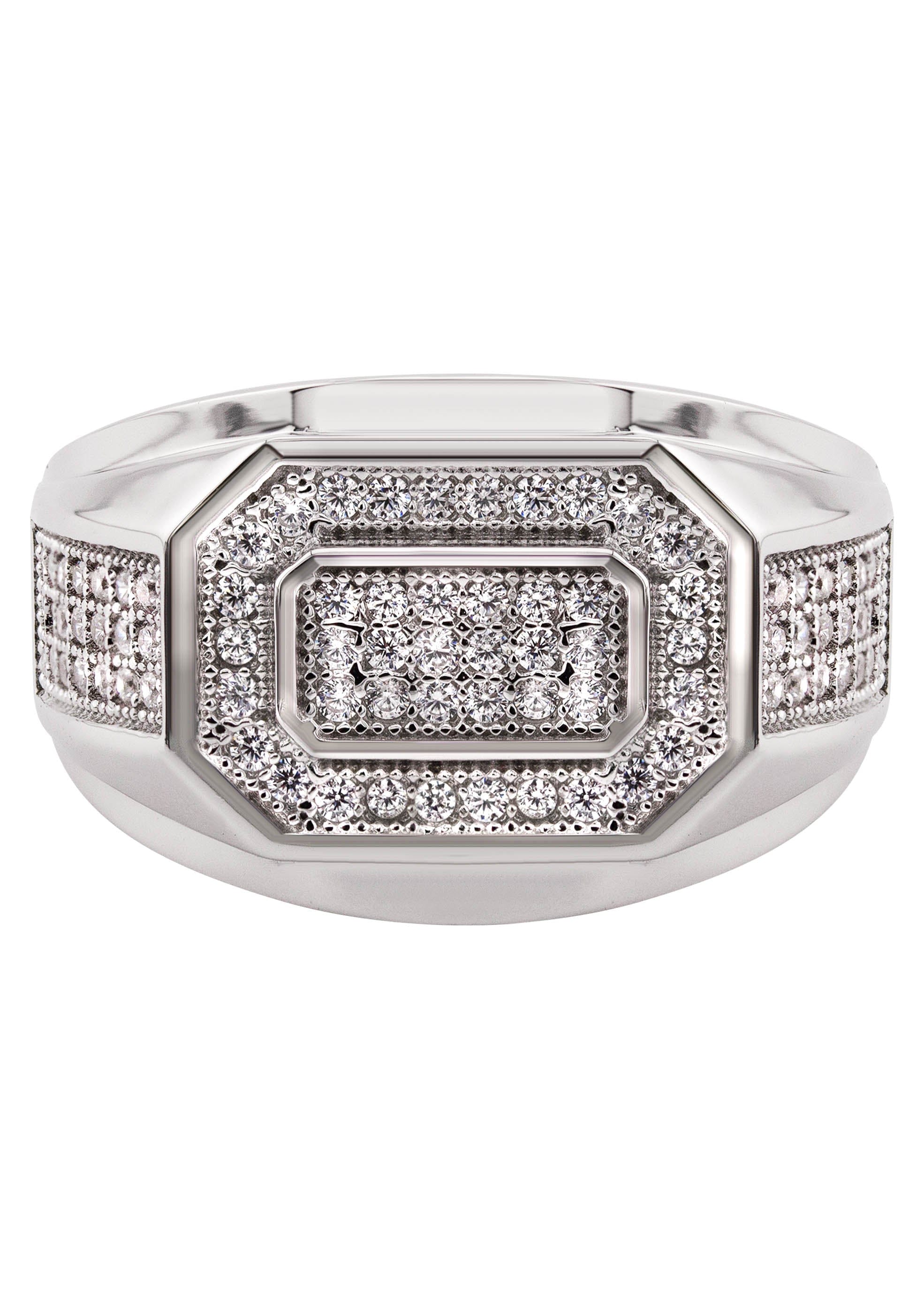 Manufacturer 43 Mens Silver CZ Signet Ring | Appx 6.4 Grams