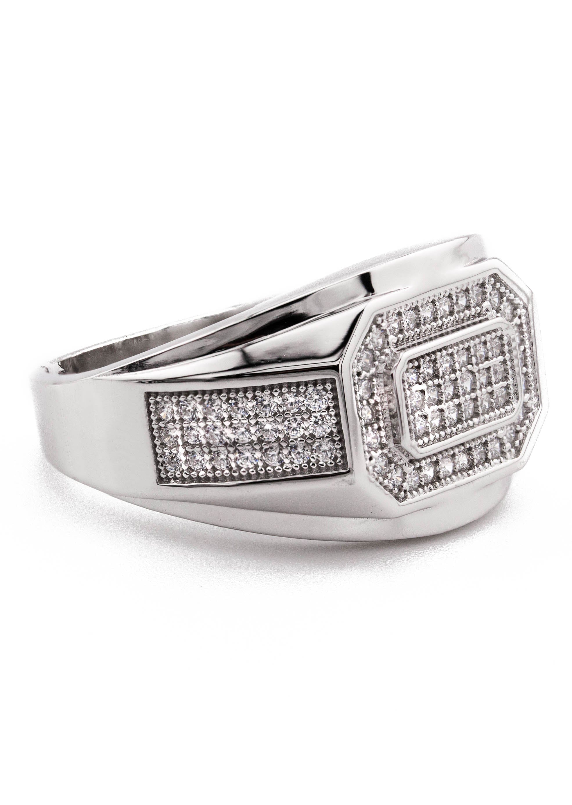 Manufacturer 43 Mens Silver CZ Signet Ring | Appx 6.4 Grams