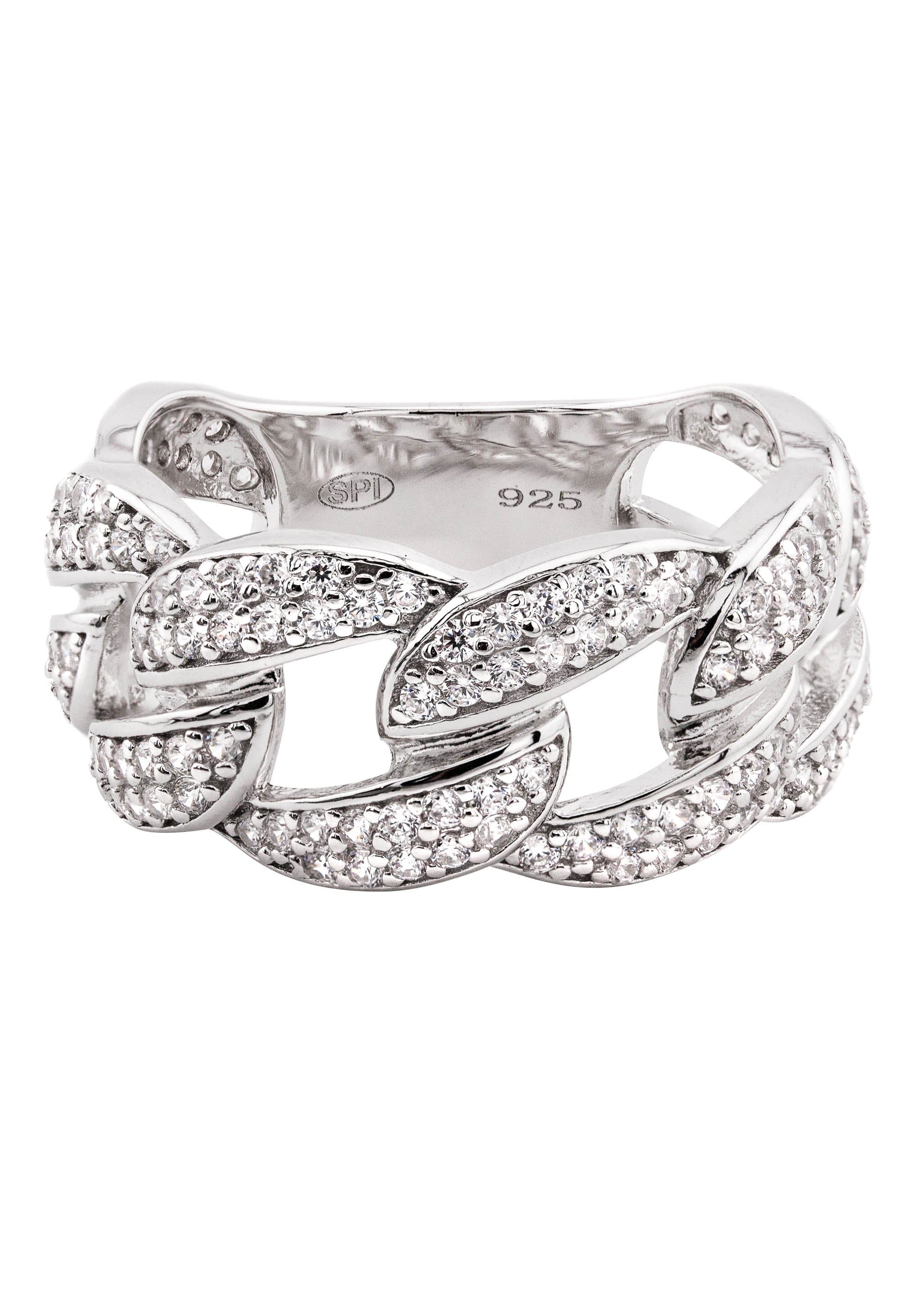 Manufacturer 43 Mens Silver CZ Cuban Ring | Appx 7 Grams