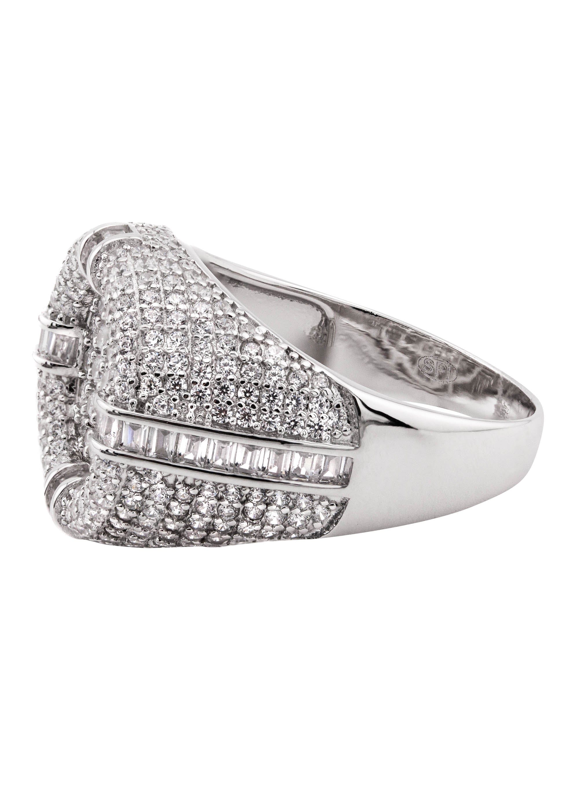 Manufacturer 43 Mens Silver CZ Signet Ring | Appx 8.3 Grams