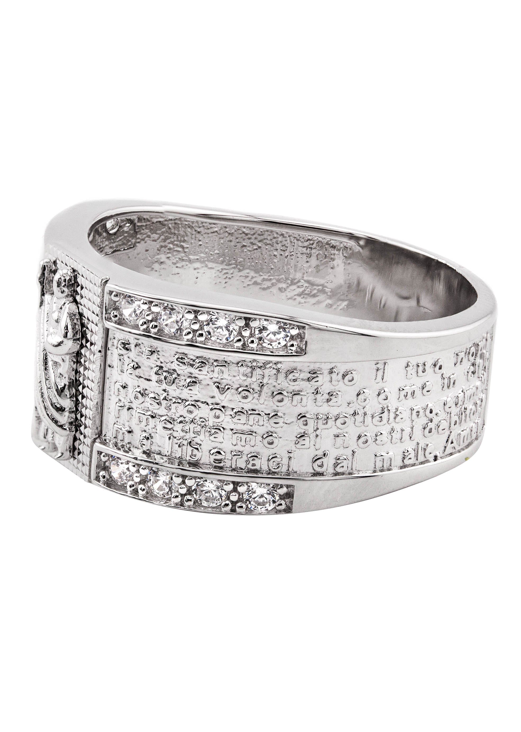 Manufacturer 43 Mens Silver CZ Jesus Ring | Appx 6.7 Grams
