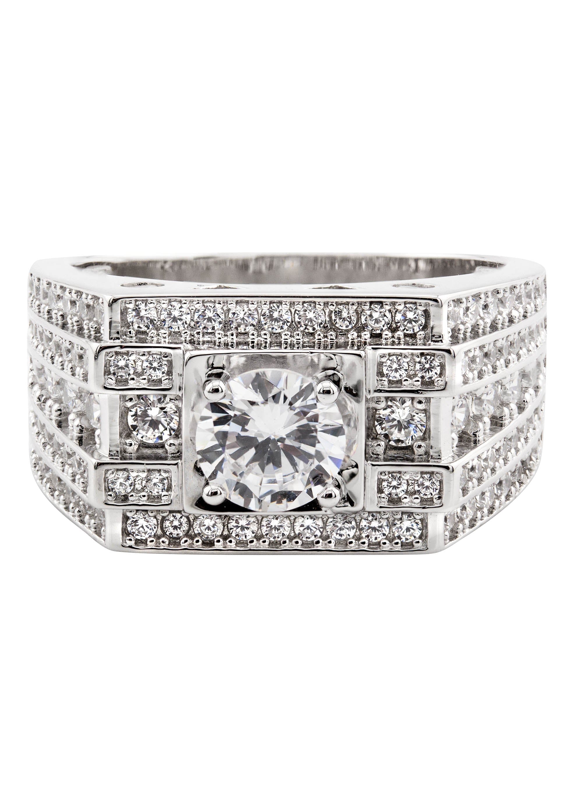 Manufacturer 43 Mens Silver CZ Signet Ring | Appx 9 Grams