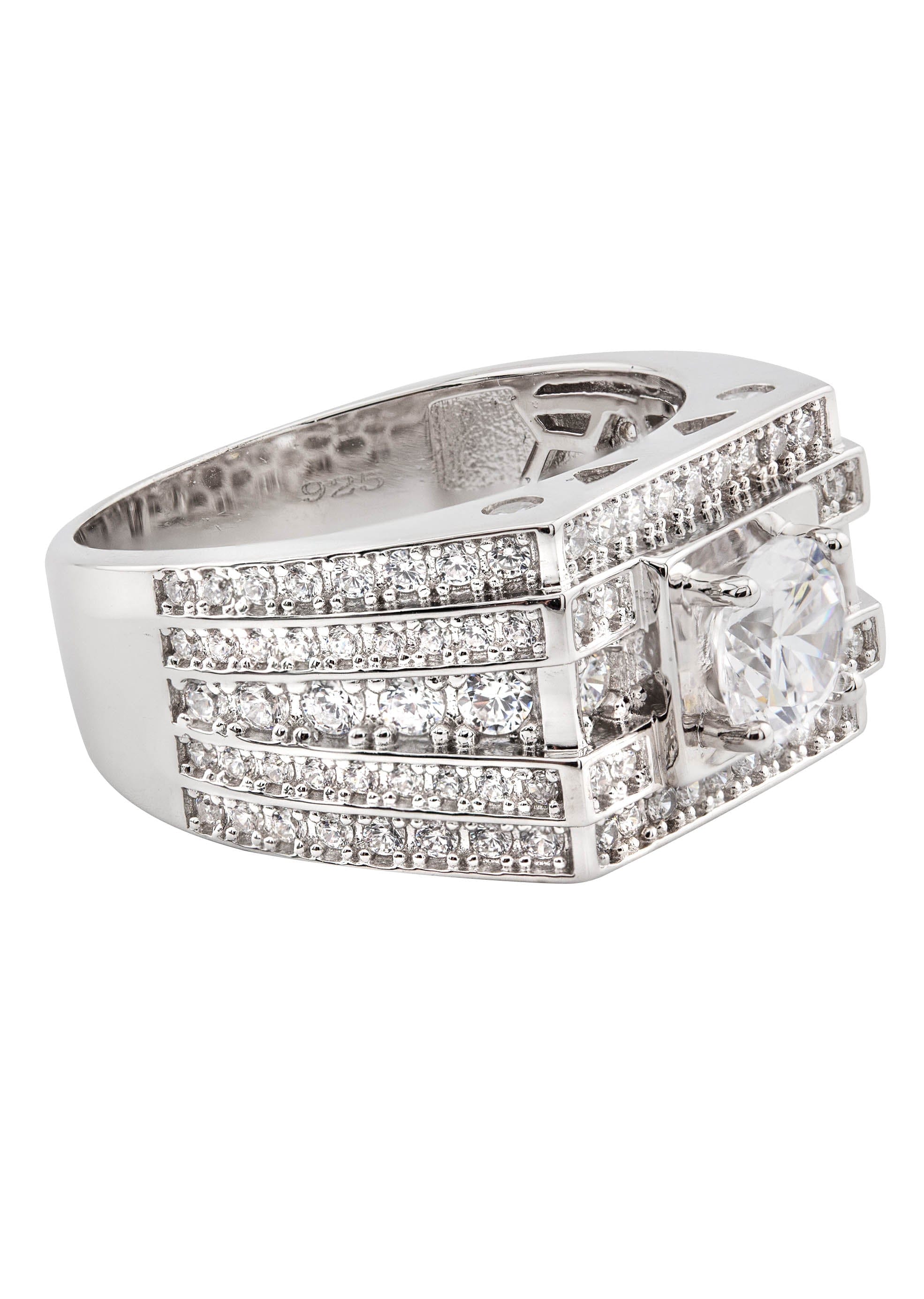 Manufacturer 43 Mens Silver CZ Signet Ring | Appx 9 Grams