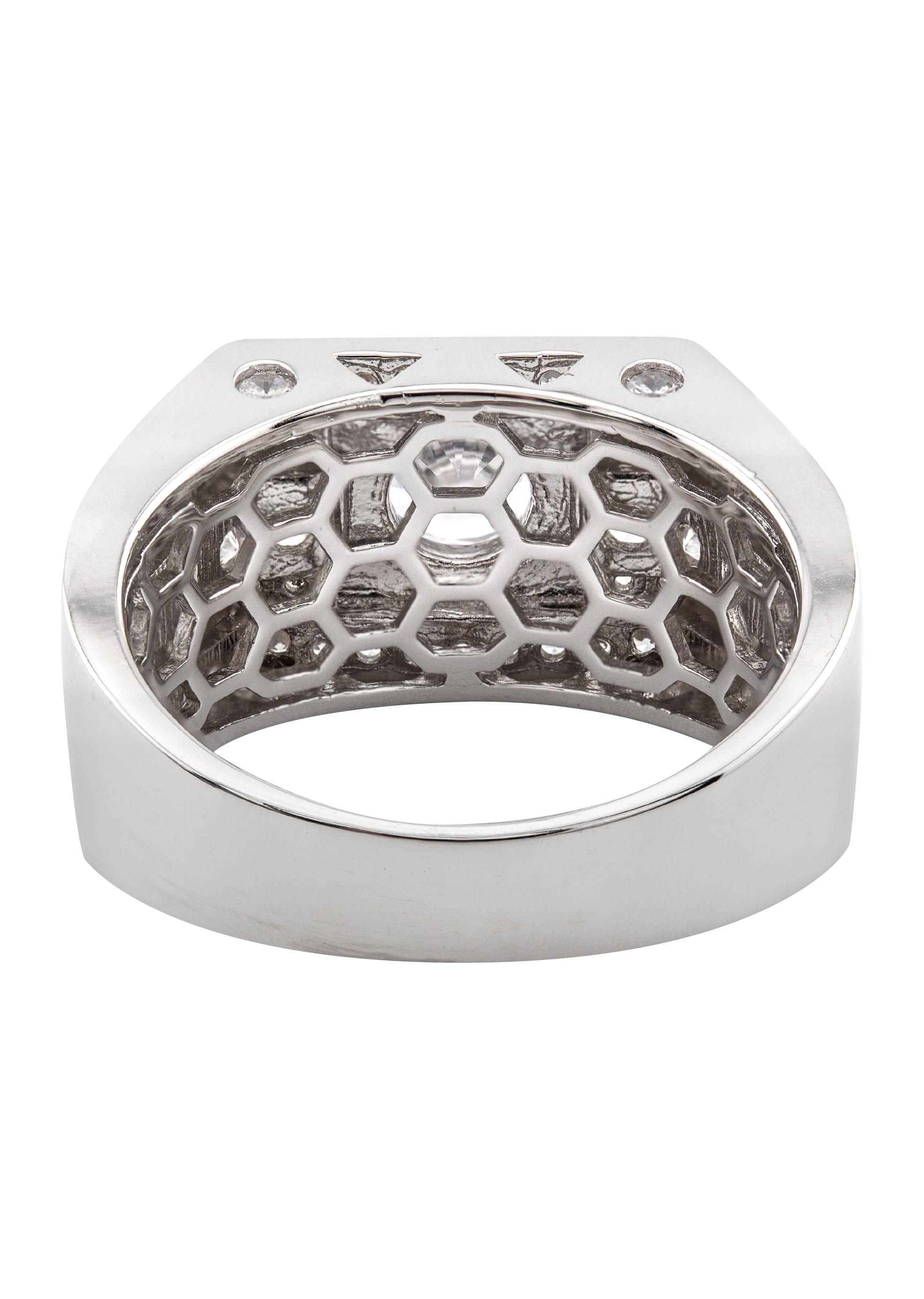 Manufacturer 43 Mens Silver CZ Signet Ring | Appx 9 Grams