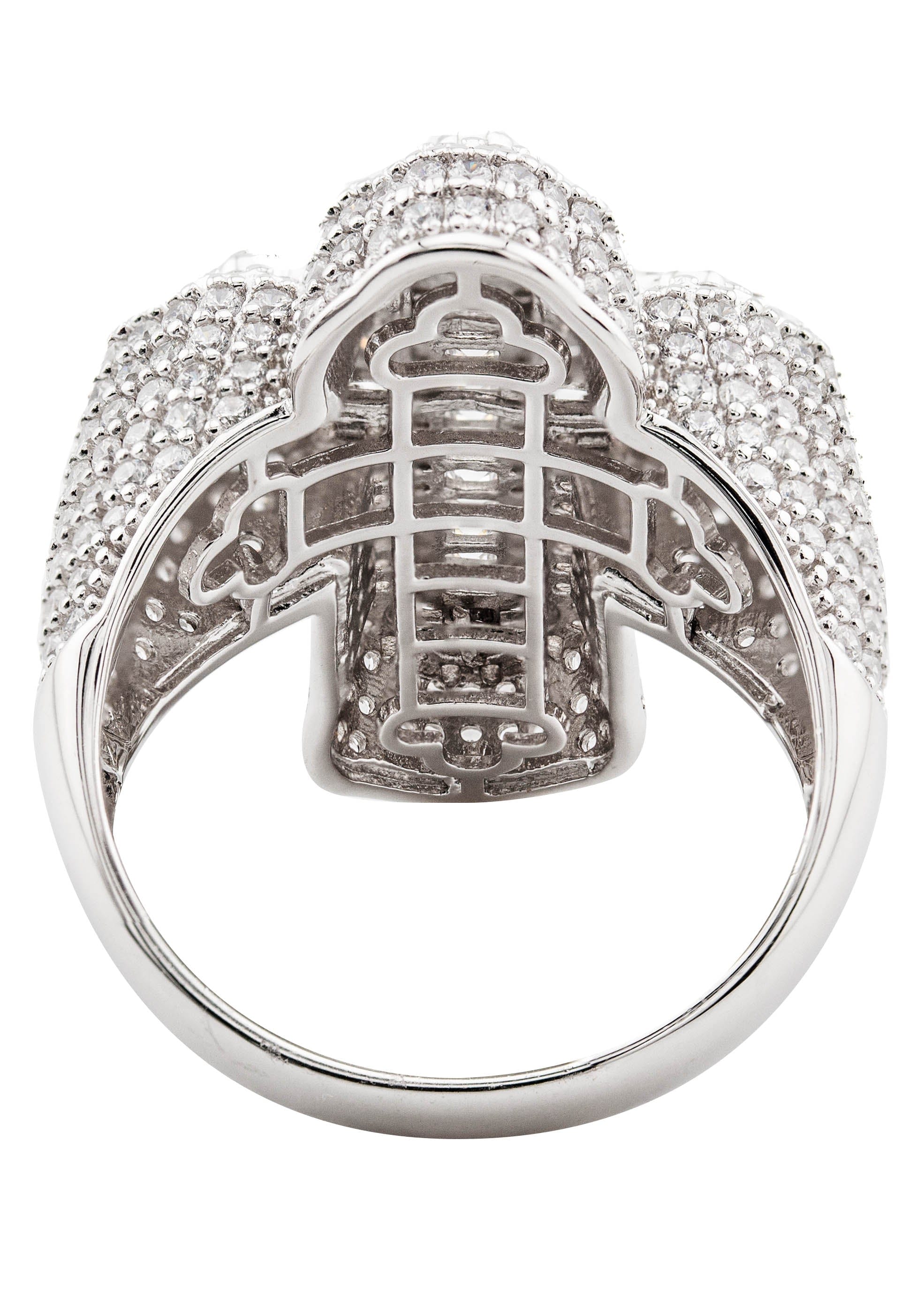 Manufacturer 43 Mens Silver Baguette Cross Ring | Appx 11.3 Grams