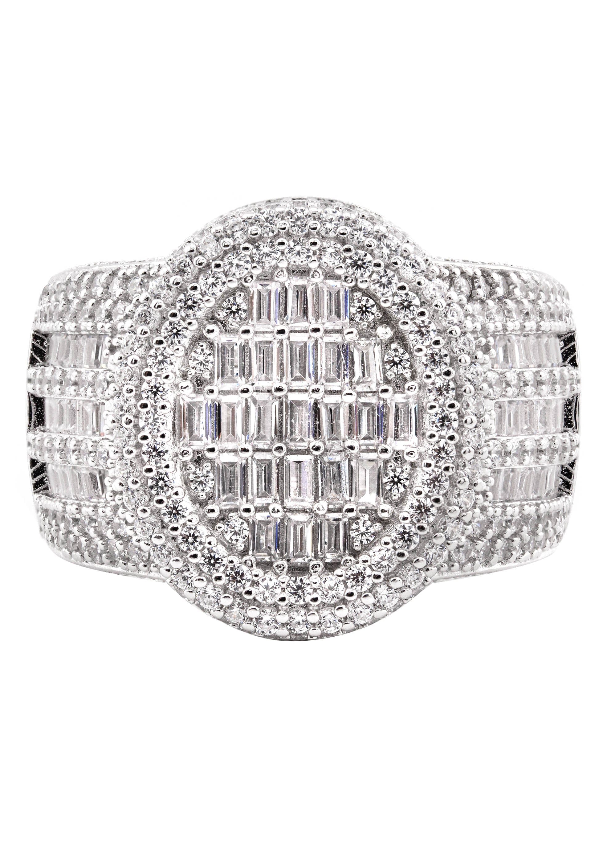 Manufacturer 43 Mens Silver Baguette Ring | Appx 12.7 Grams