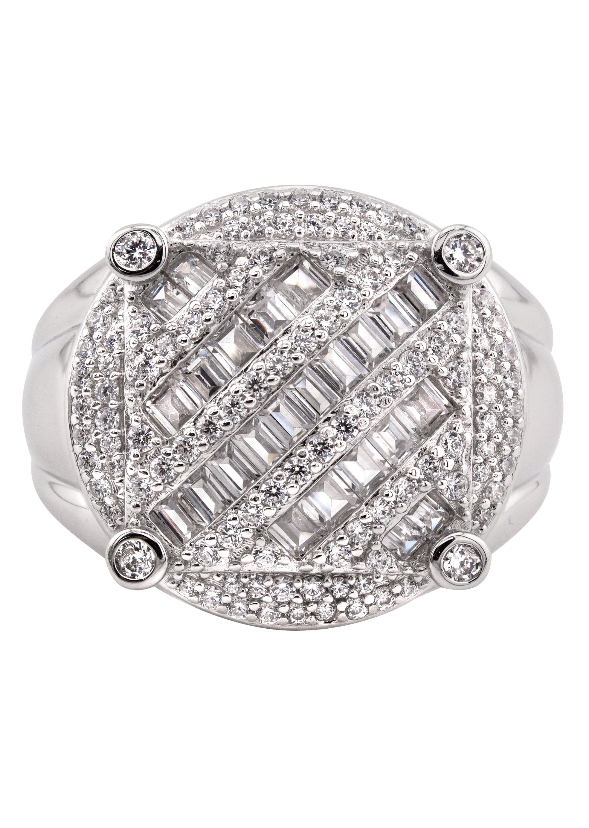 Manufacturer 43 Mens Silver Baguette Pinky Ring | Appx 10.6 Grams