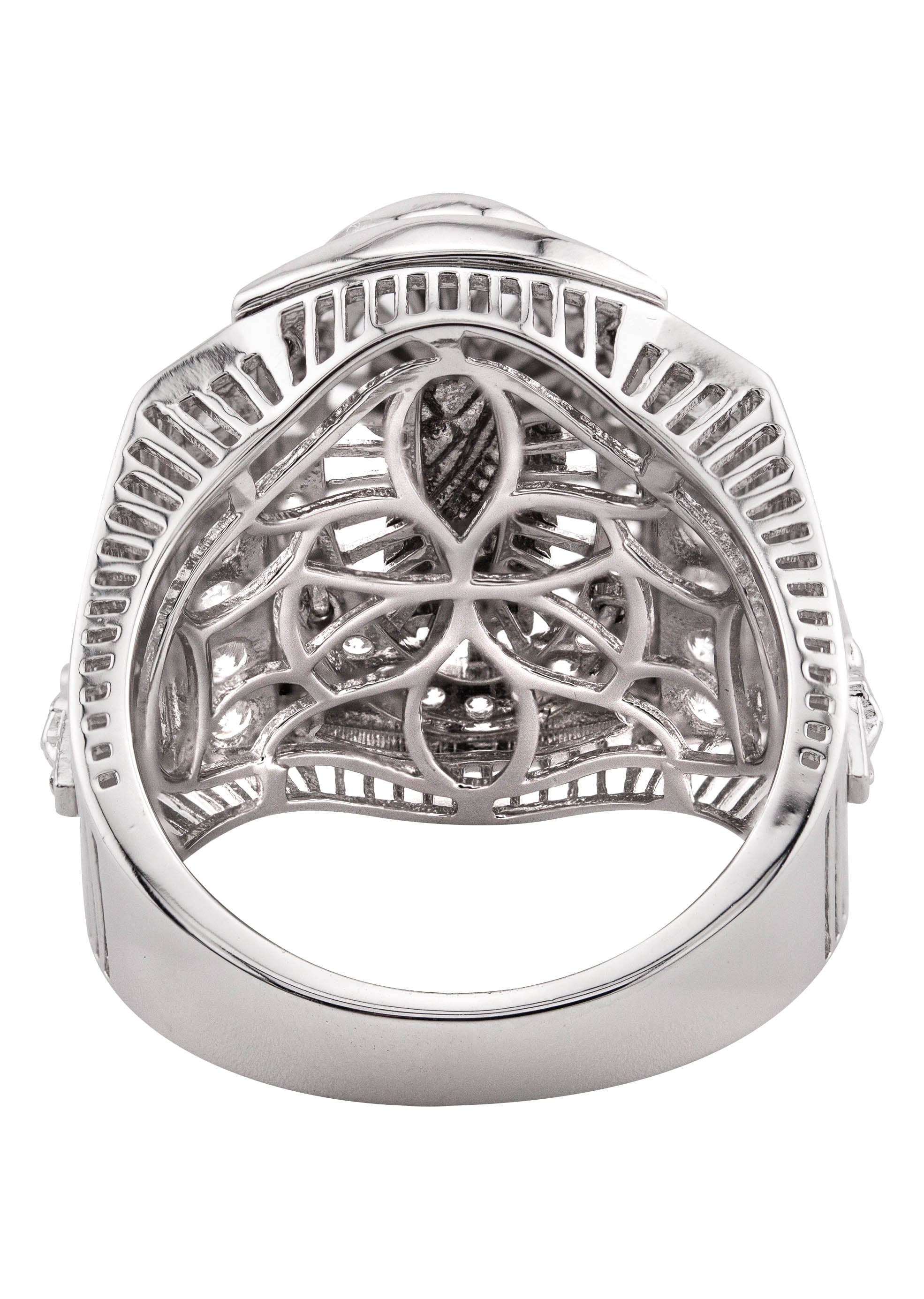 Manufacturer 43 Mens Silver CZ Jesus Ring | Appx 9.3 Grams