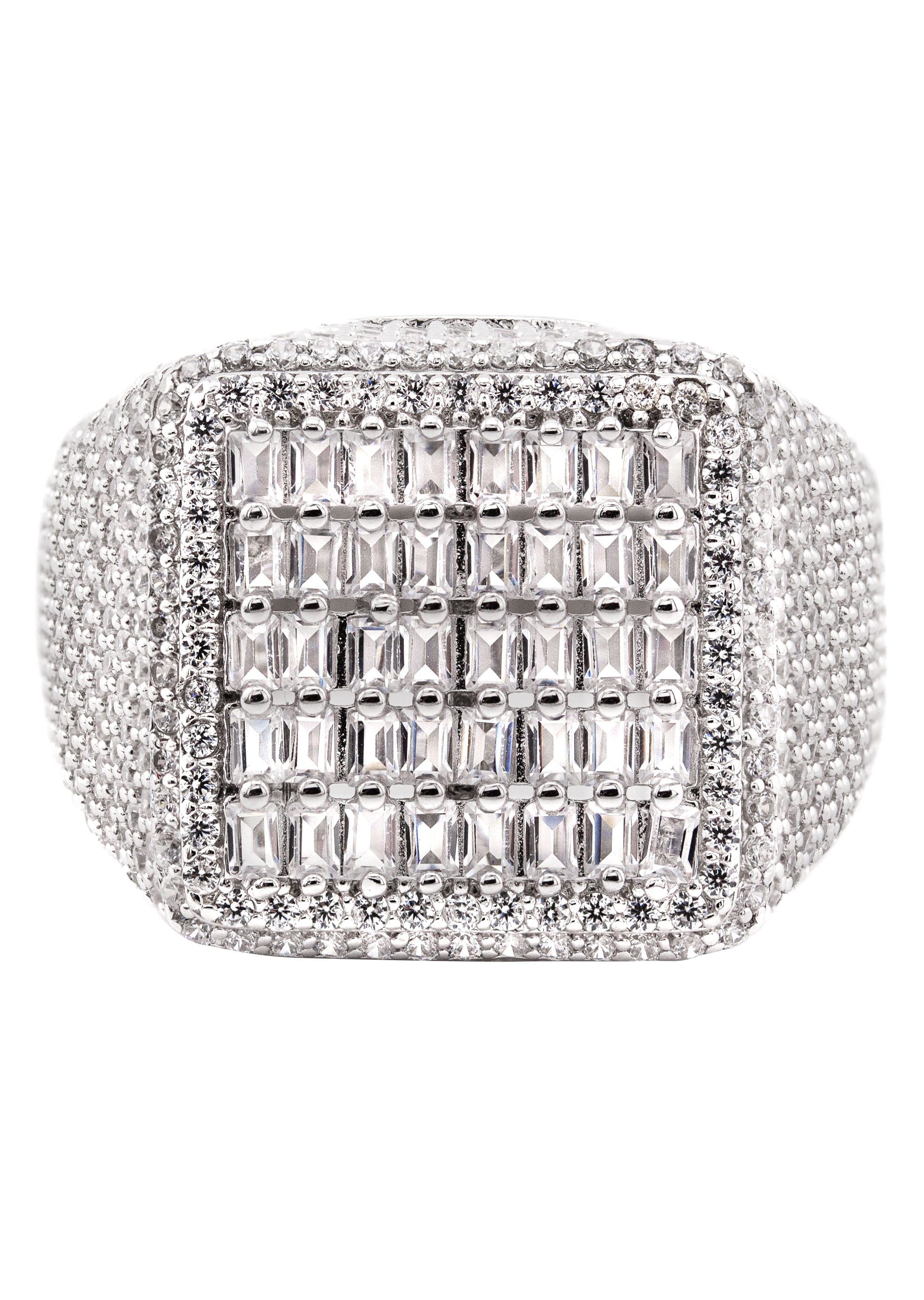 Manufacturer 43 Mens Silver Baguette Ring | Appx 10 Grams