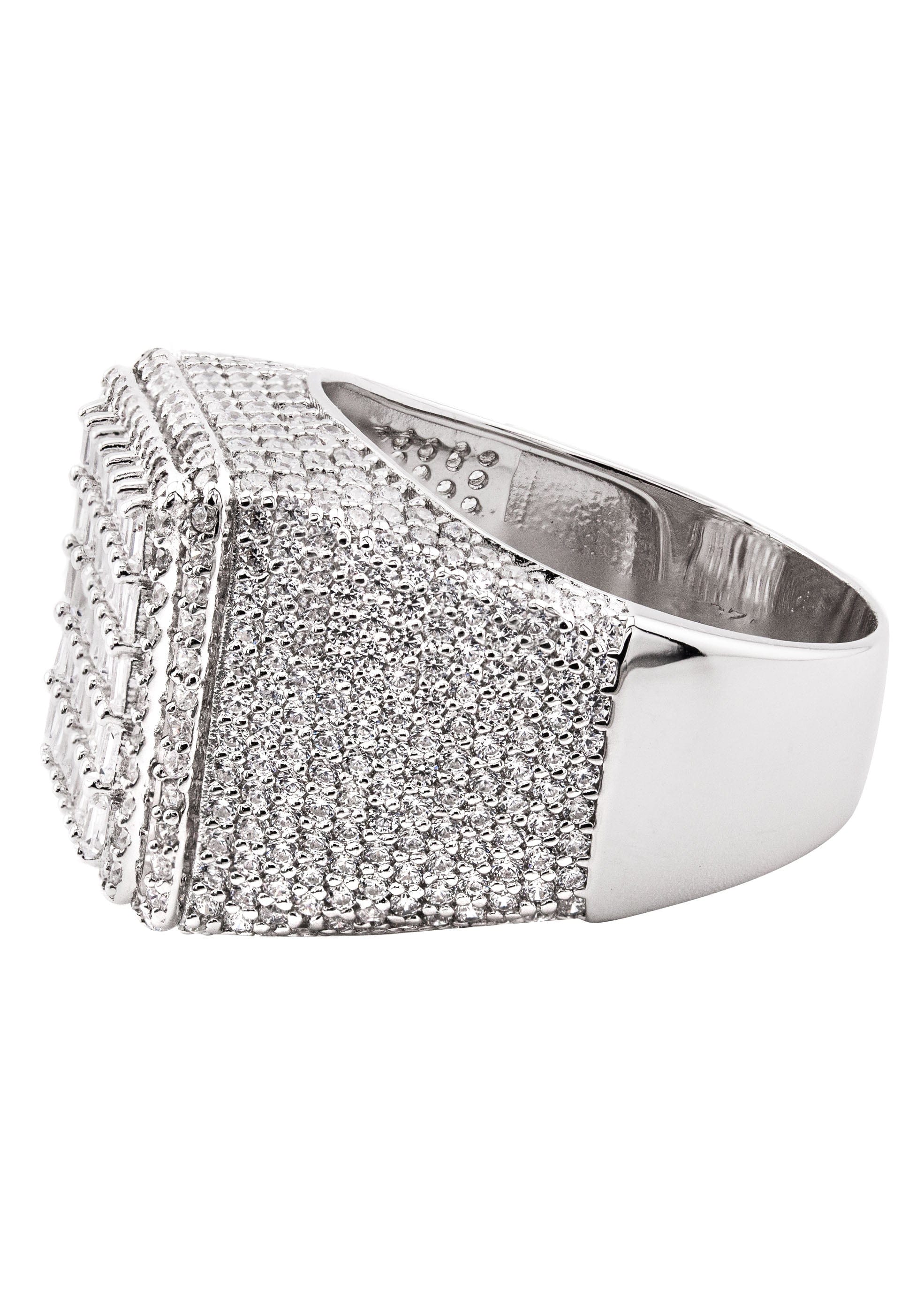 Manufacturer 43 Mens Silver Baguette Ring | Appx 10 Grams