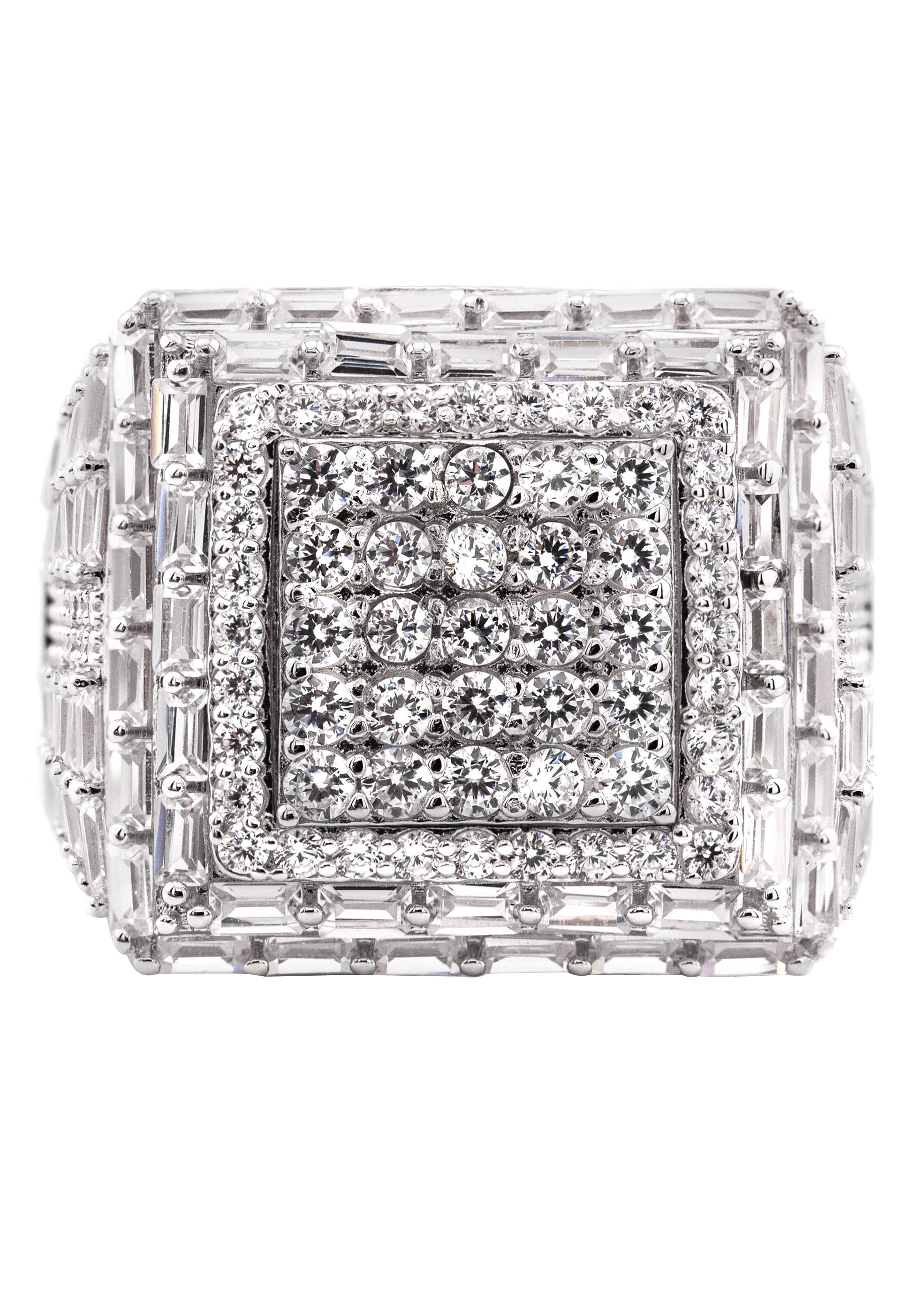 Manufacturer 43 Mens Silver Baguette Ring | Appx 12.2 Grams
