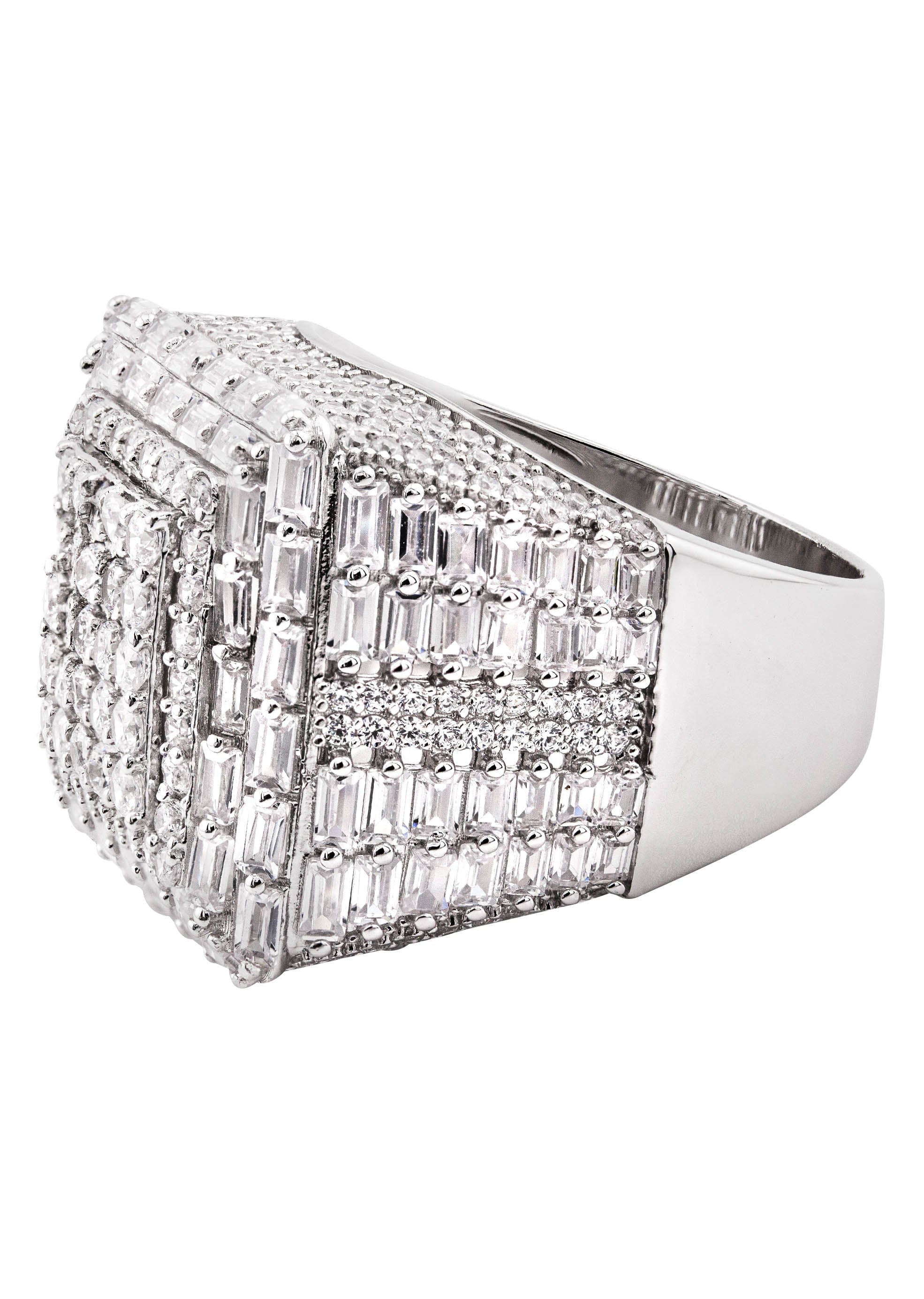Manufacturer 43 Mens Silver Baguette Ring | Appx 12.2 Grams
