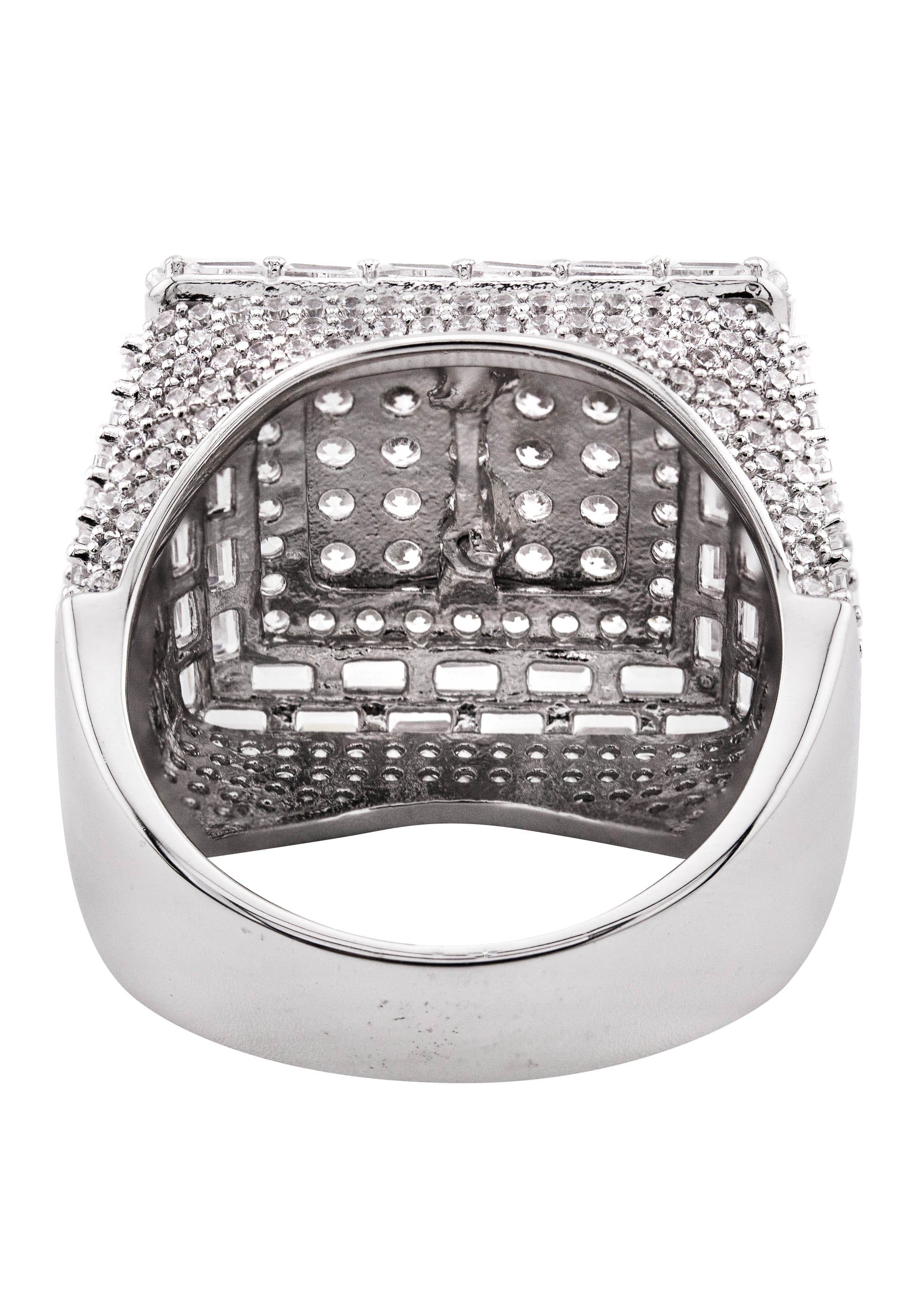 Manufacturer 43 Mens Silver Baguette Ring | Appx 12.2 Grams