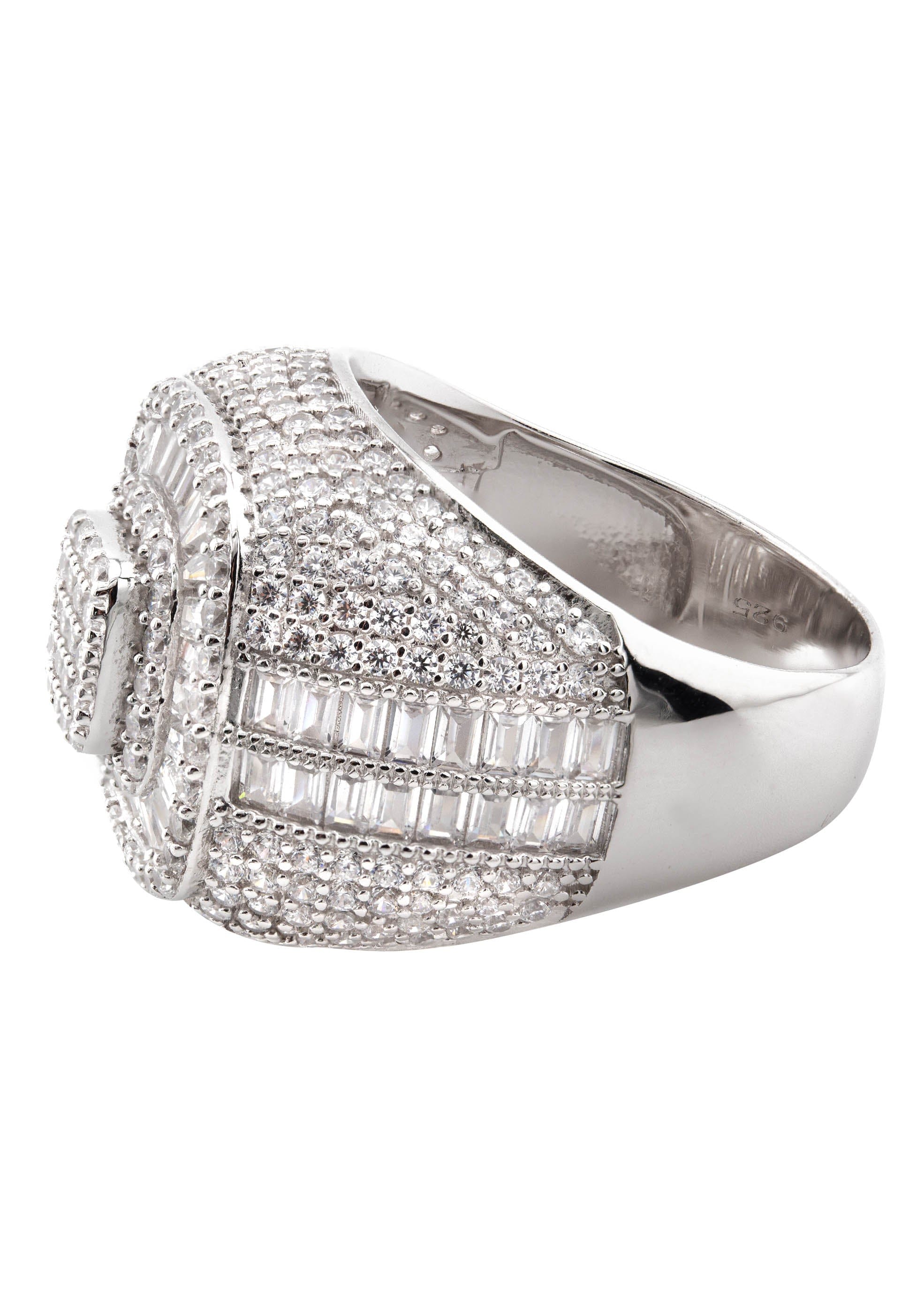 Manufacturer 43 Mens Silver Baguette Ring | Appx 12.6 Grams