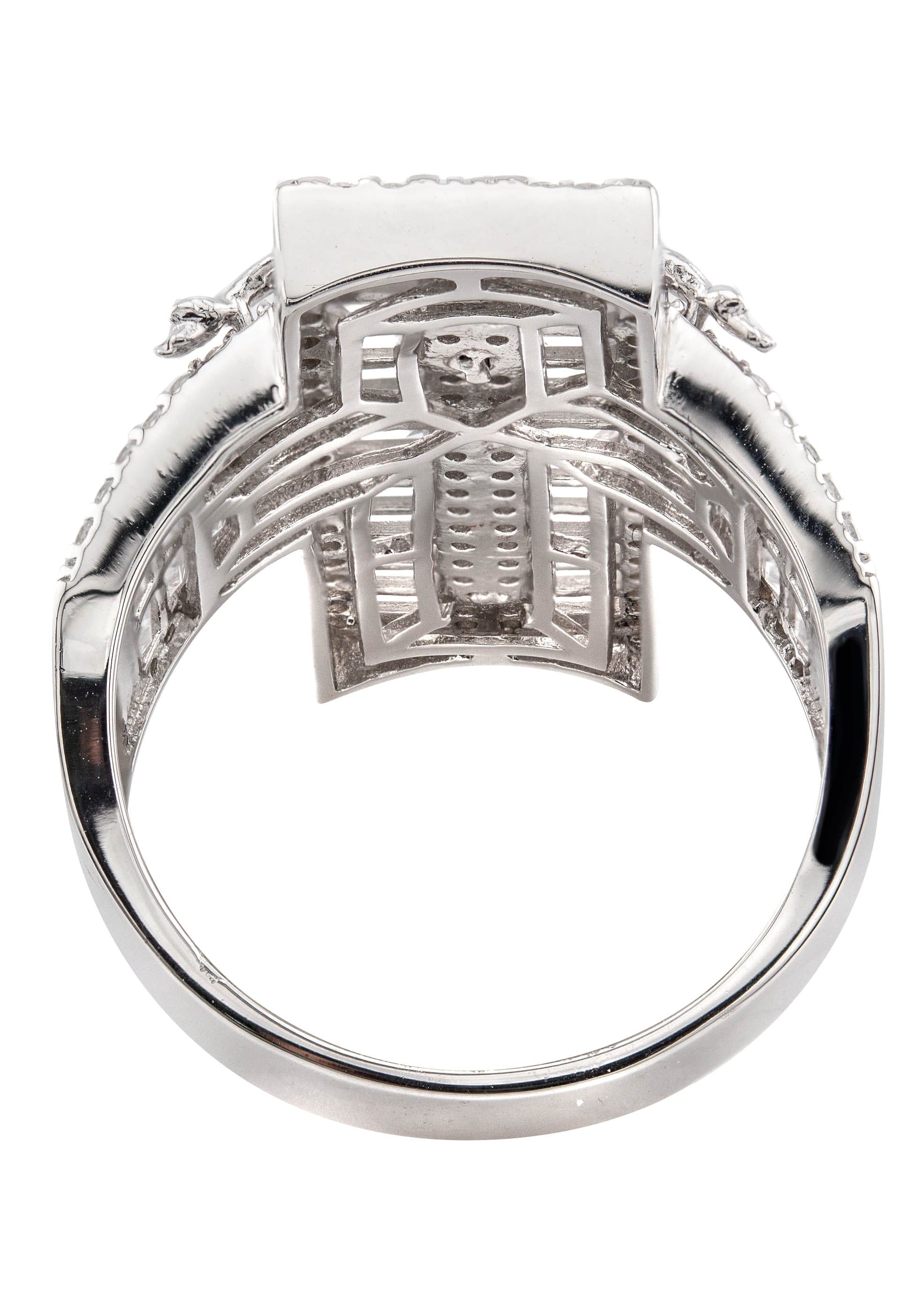 Manufacturer 43 Mens Silver Baguette Cross Ring | Appx 10 Grams