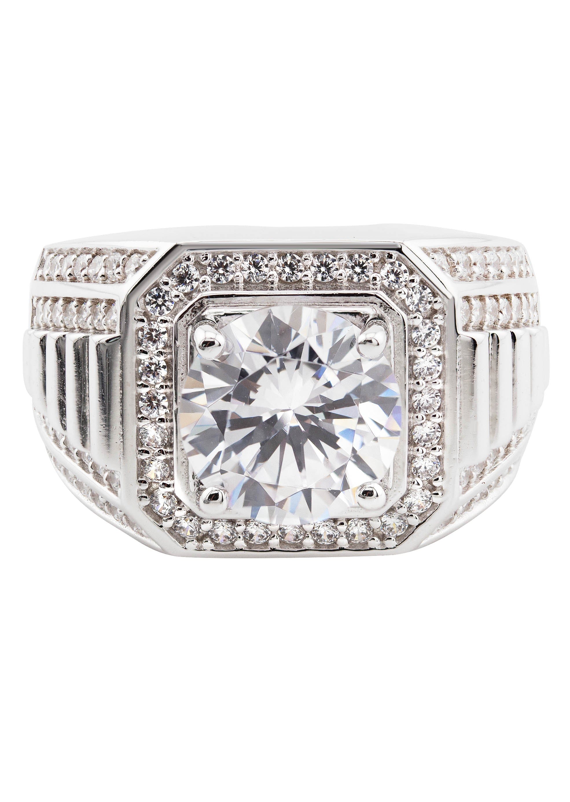 Manufacturer 43 Mens Silver CZ Pinky Ring | Appx 10 Grams