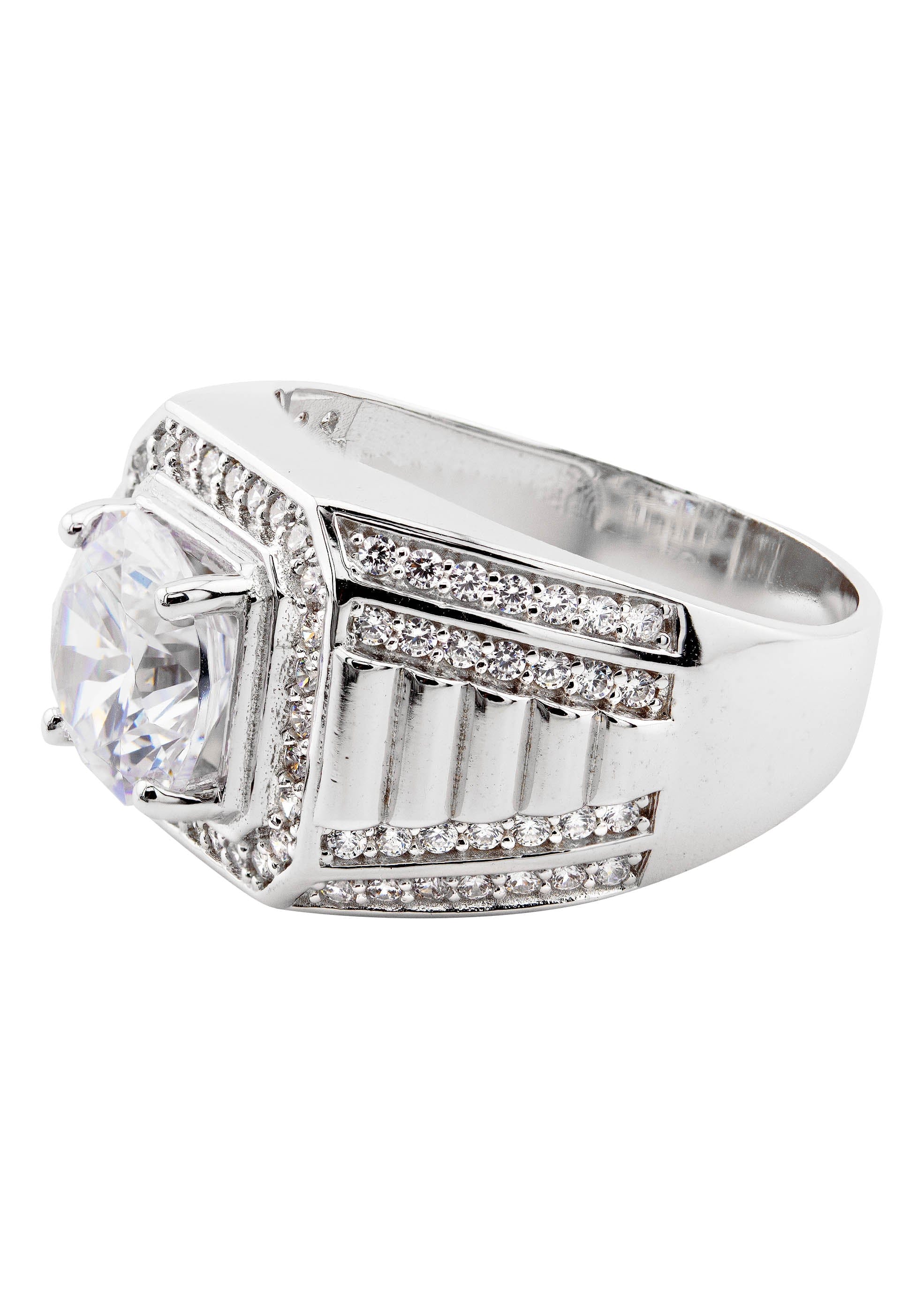 Manufacturer 43 Mens Silver CZ Pinky Ring | Appx 10 Grams